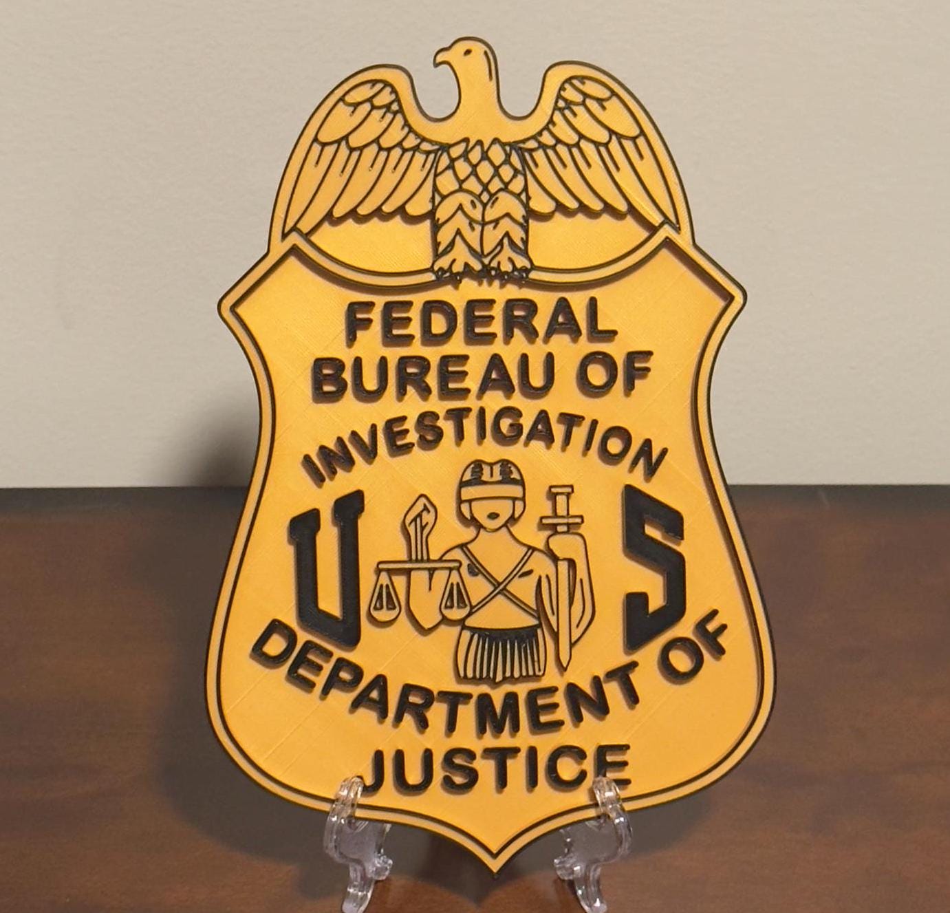 FBI Badge Display: 3D Embossed Police Plaque - Indoor Wall Decor Government