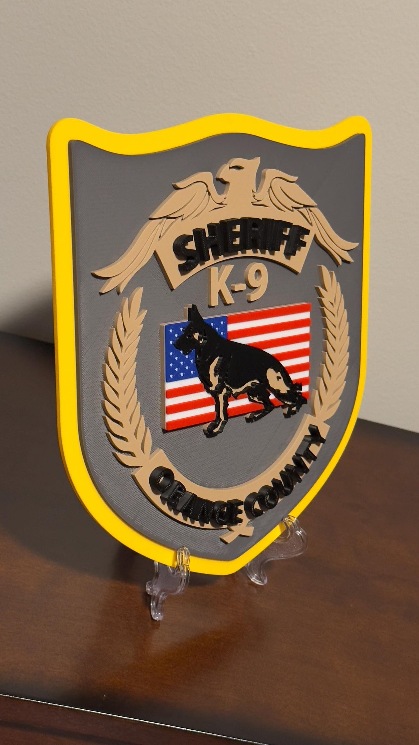 Orange County Sheriff K9 Plaque: 3D Embossed First Responder Wall Art Florida