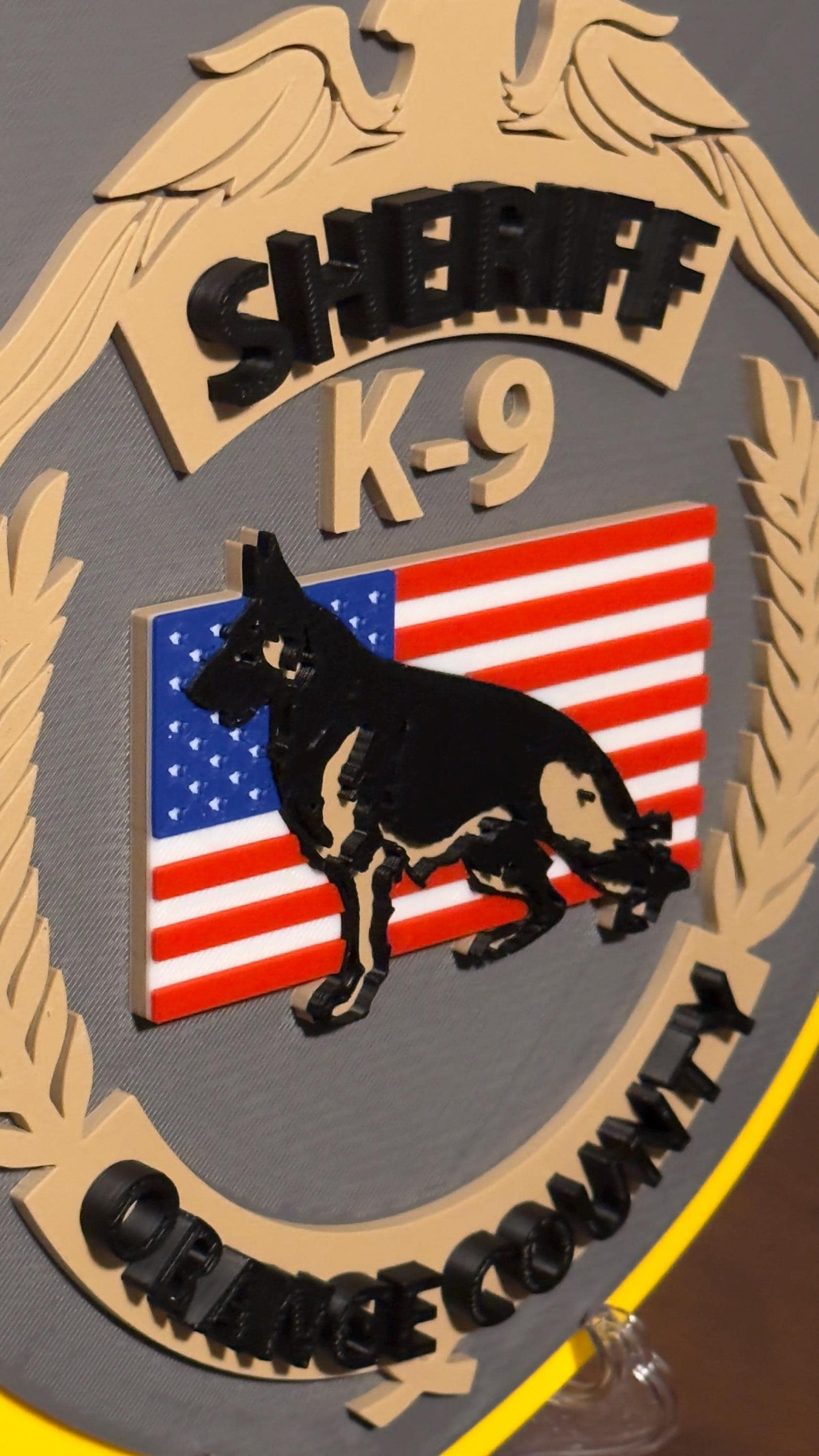 Orange County Sheriff K9 Plaque: 3D Embossed First Responder Wall Art Florida