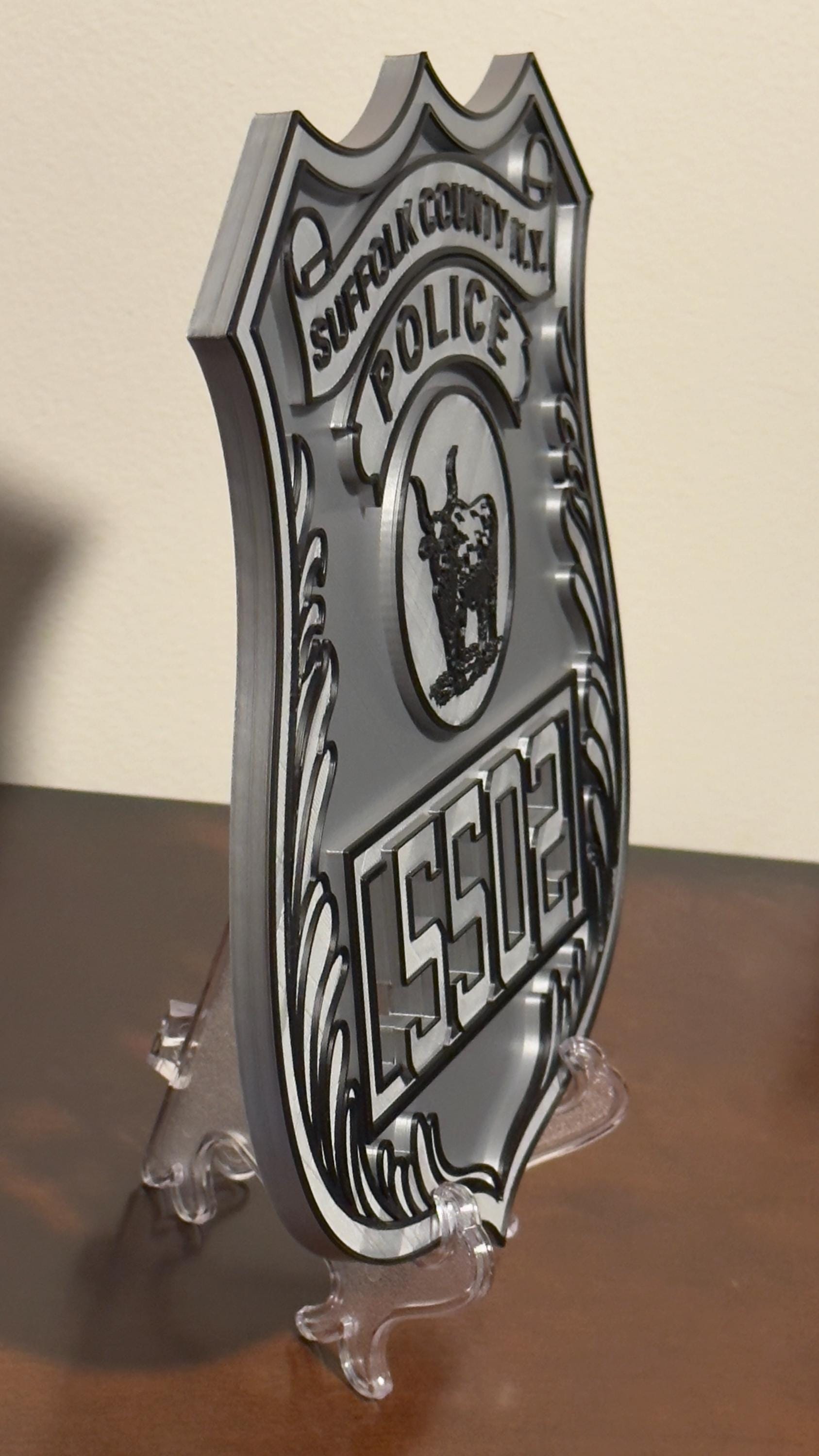 Suffolk County Police Officer Shield: 3D Embossed Display Plaque New York
