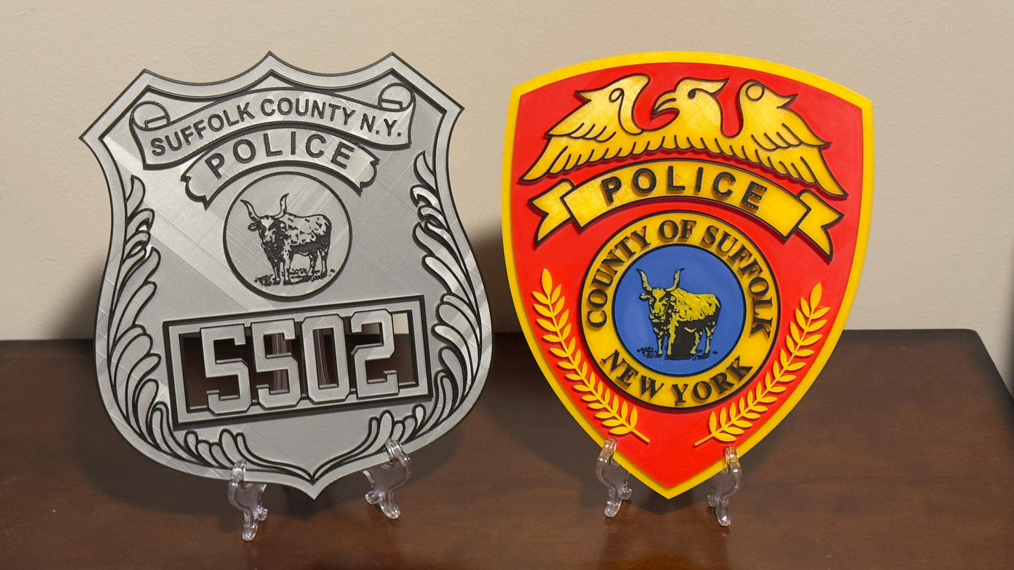 Suffolk County Police Officer Shield: 3D Embossed Display Plaque New York