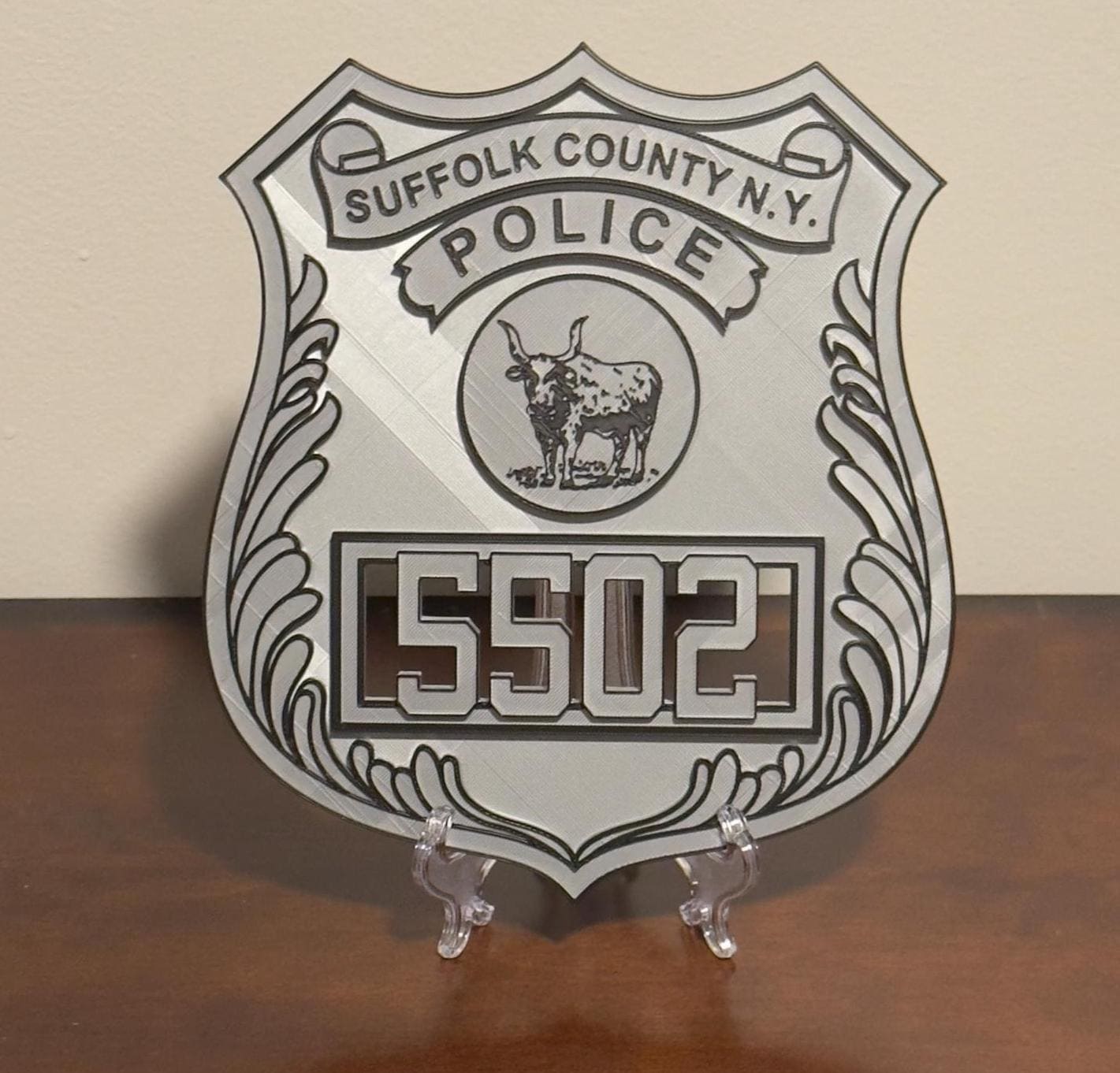 Suffolk County Police Officer Shield: 3D Embossed Display Plaque New York