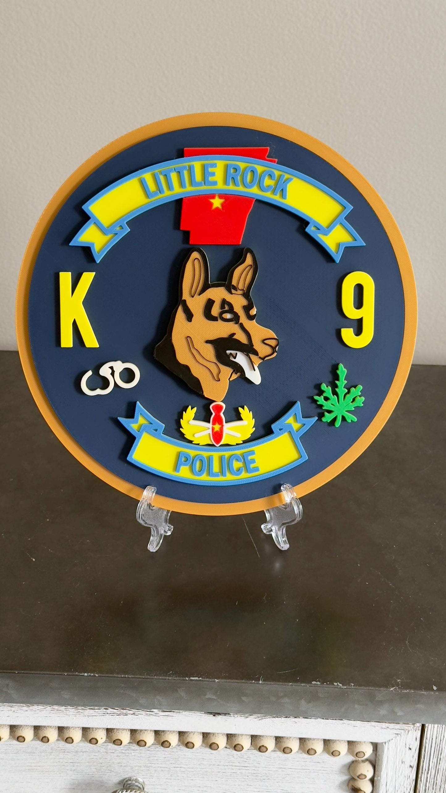 Little Rock K9 Police 3D Embossed Plaque: First Responder Wall Art Arkansas