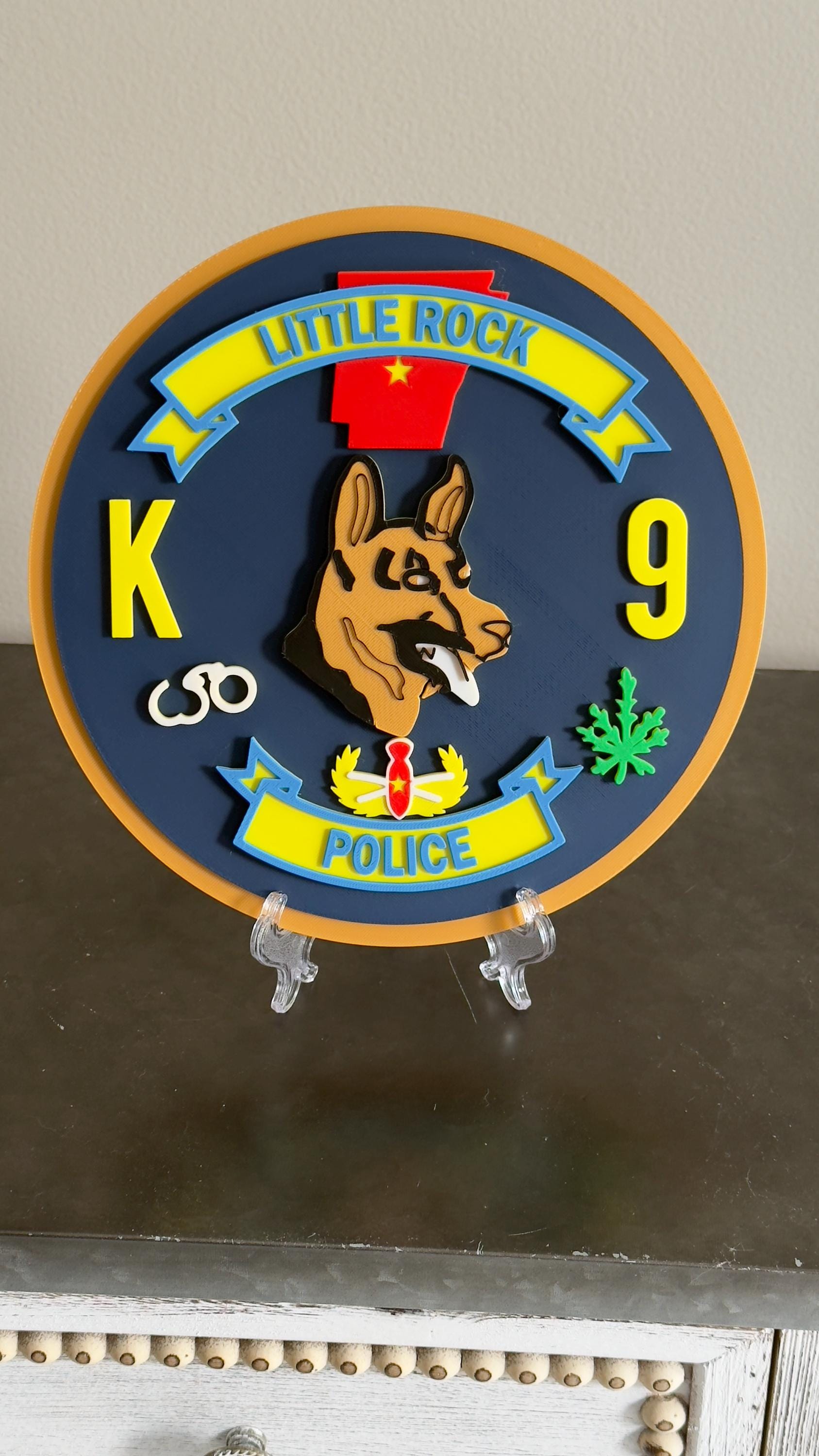 Little Rock K9 Police 3D Embossed Plaque: First Responder Wall Art Arkansas