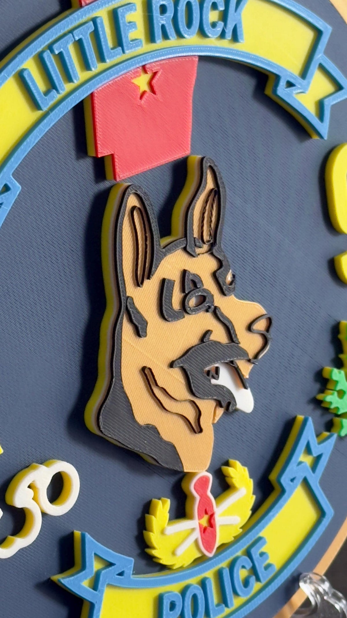 Little Rock K9 Police 3D Embossed Plaque: First Responder Display Plaque Arkansas