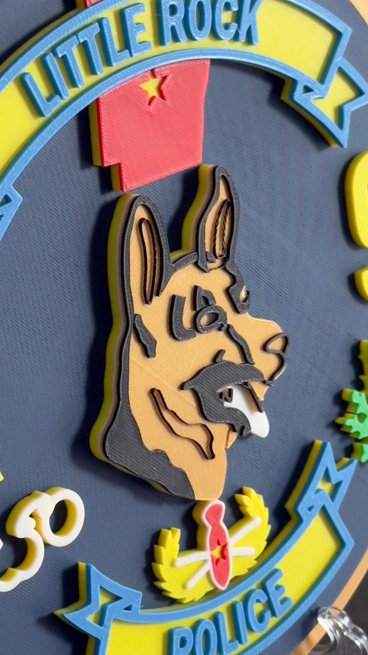 Little Rock K9 Police 3D Embossed Plaque: First Responder Wall Art Arkansas