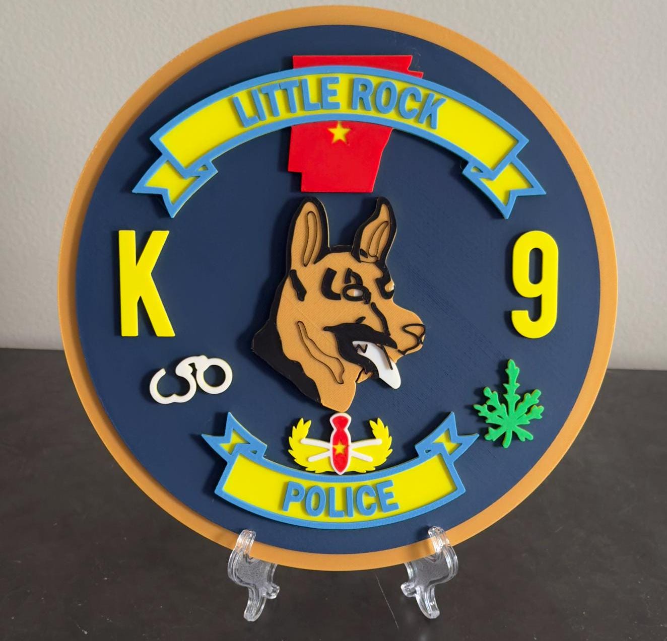 Little Rock K9 Police 3D Embossed Plaque: First Responder Wall Art Arkansas