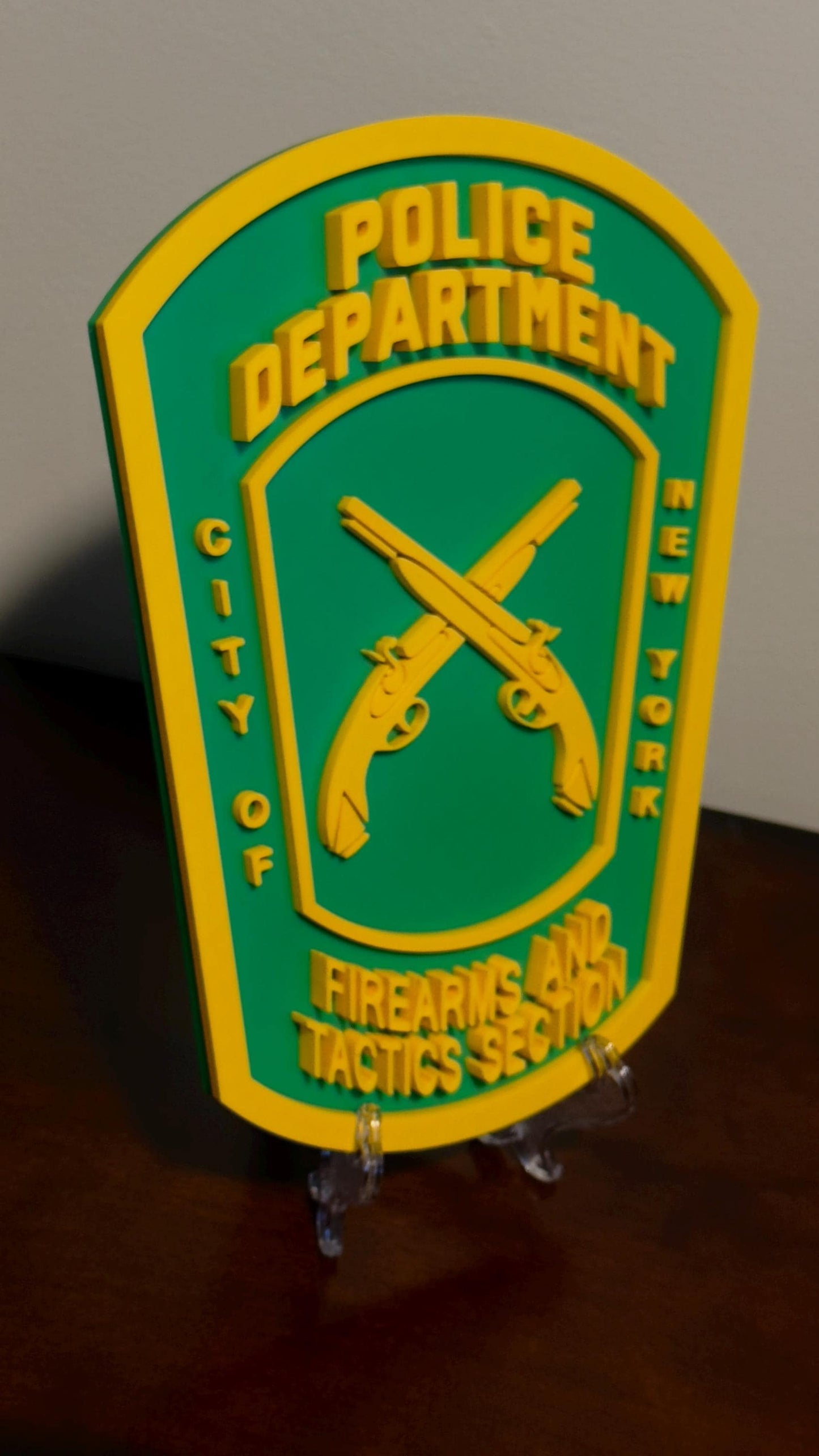 NYPD Firearms & Tactics Plaque: 3D Embossed Police Logo Display