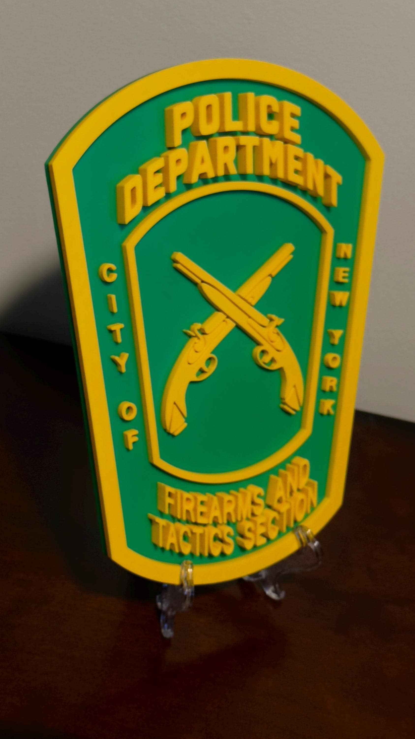 NYPD Firearms & Tactics Plaque: 3D Embossed Police Logo Display