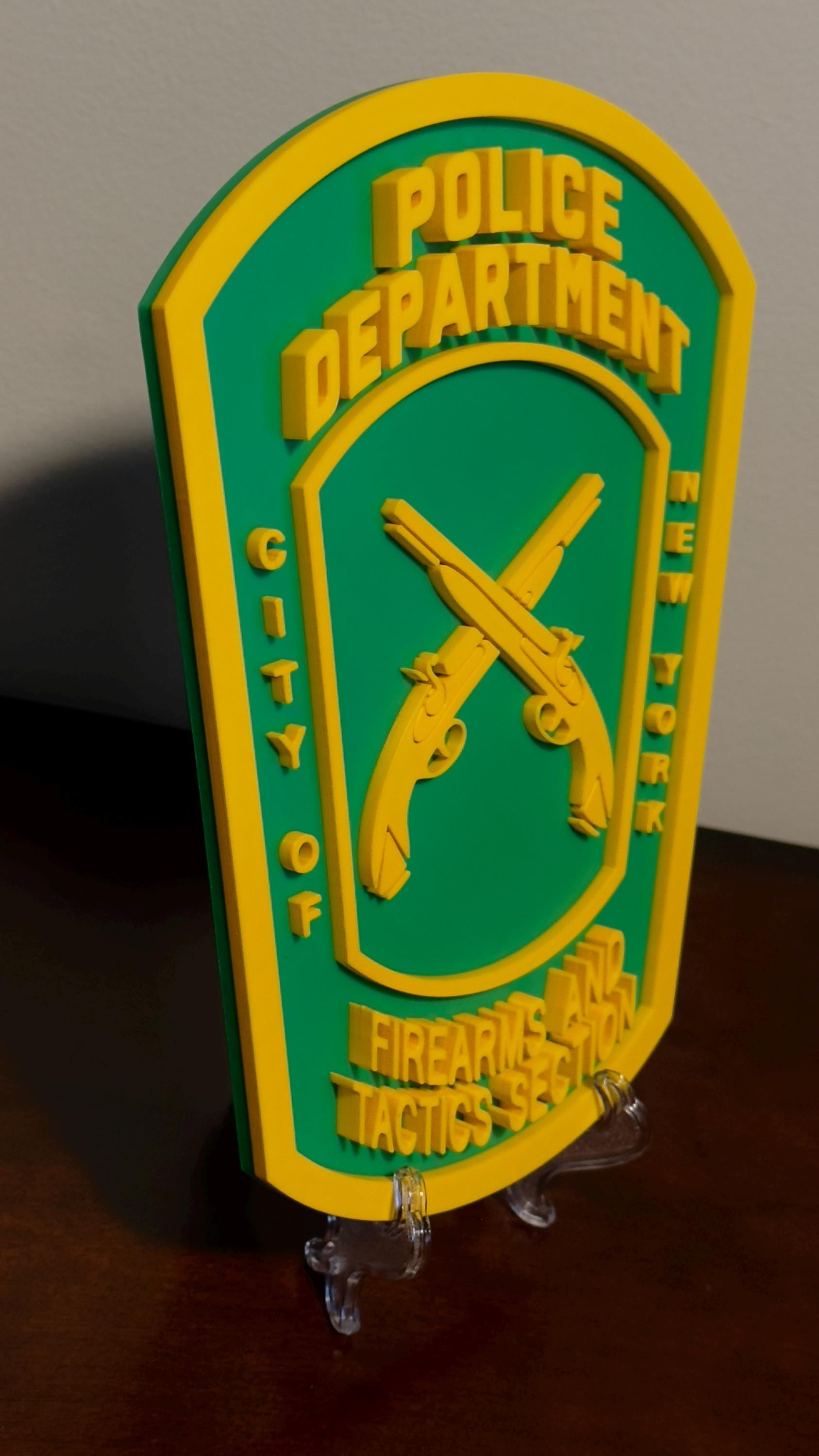 NYPD Firearms & Tactics Plaque: 3D Embossed Police Logo Display