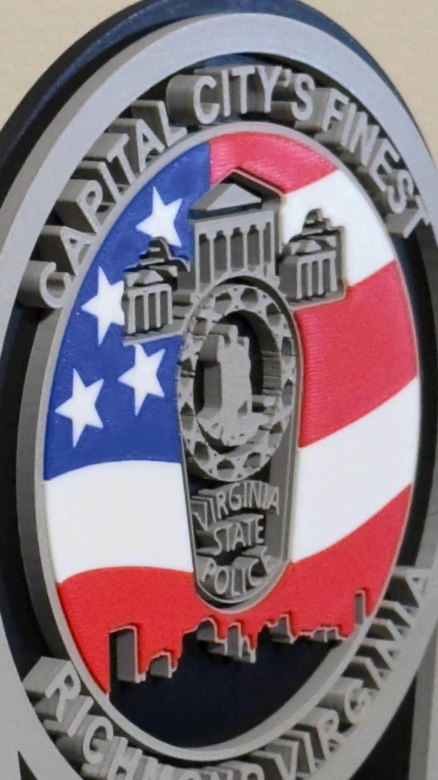 Virginia State Police Plaque: 3D Embossed First Responder Wall Art