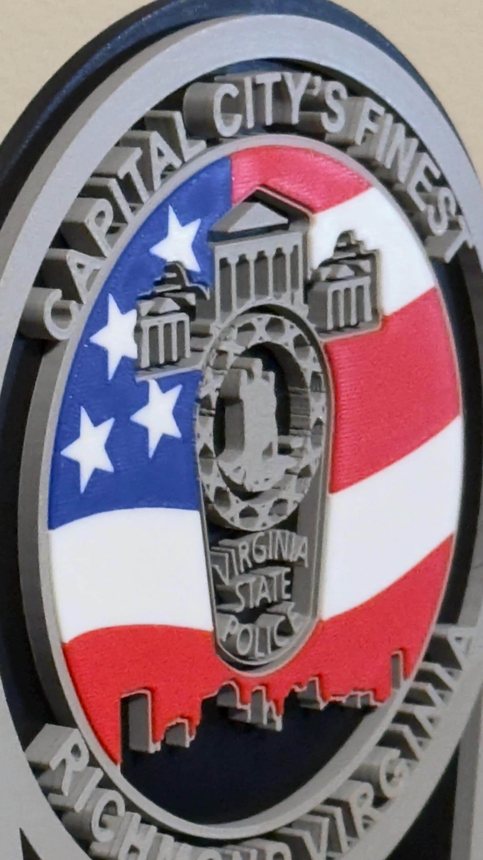 Virginia State Police Plaque: 3D Embossed First Responder Wall Art
