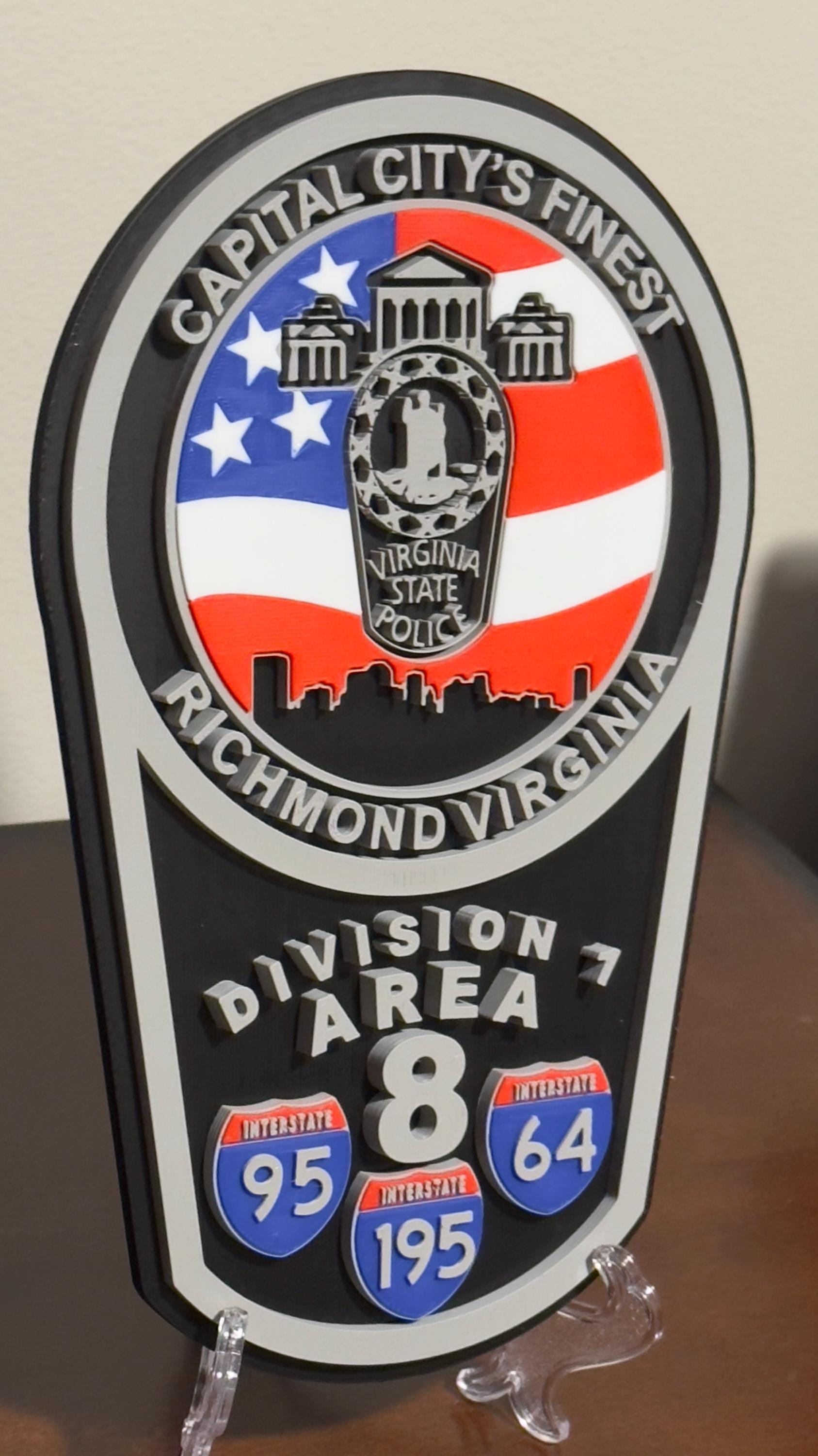 Virginia State Police Plaque: 3D Embossed First Responder Wall Art