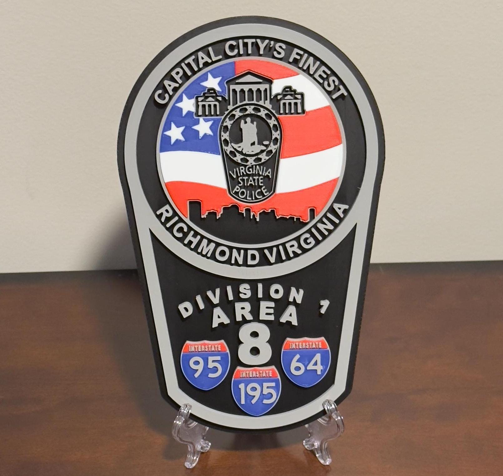 Virginia State Police Plaque: 3D Embossed First Responder Wall Art