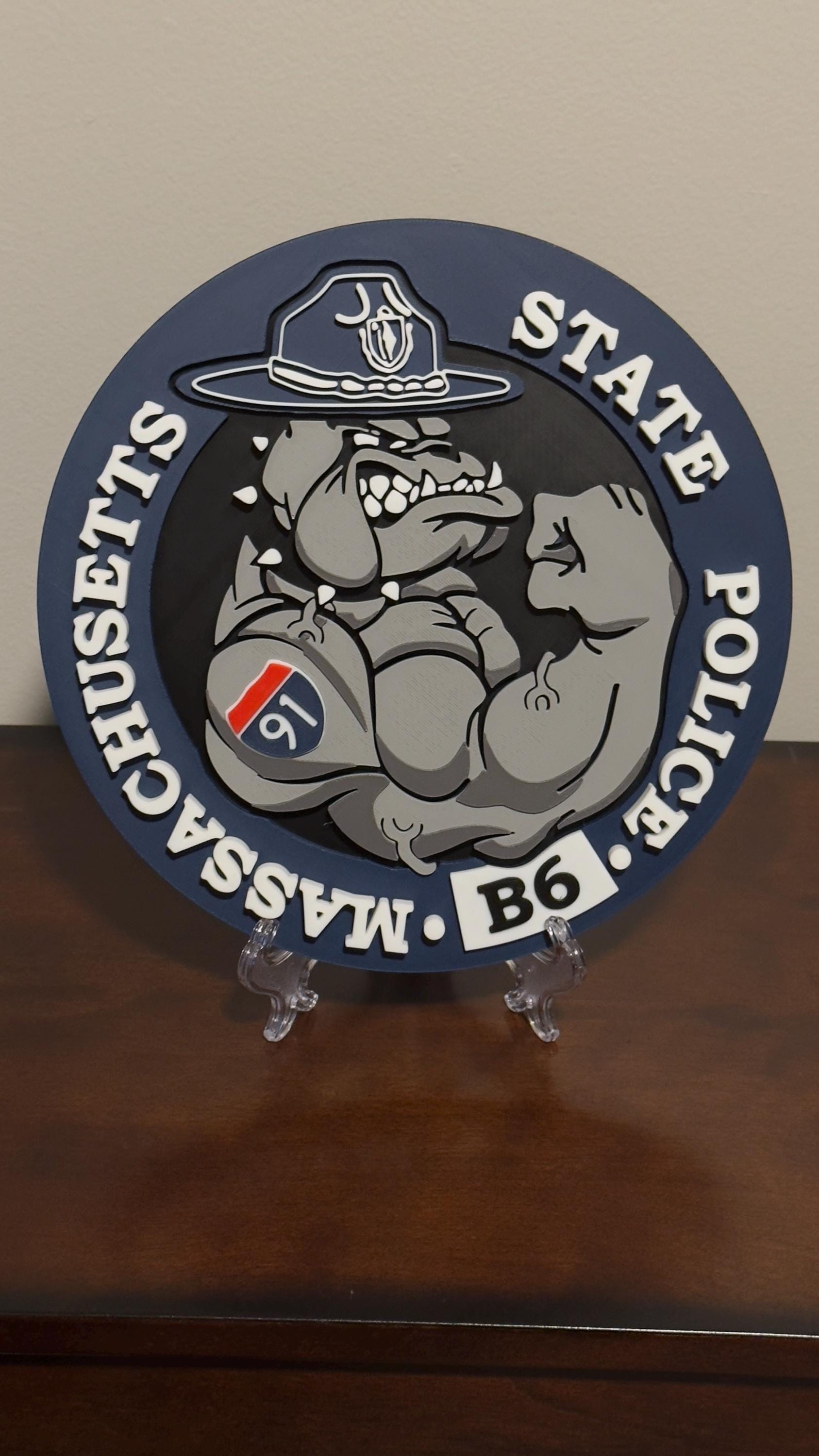 Massachusetts State Police Plaque: 3D Embossed First Responder Tribute