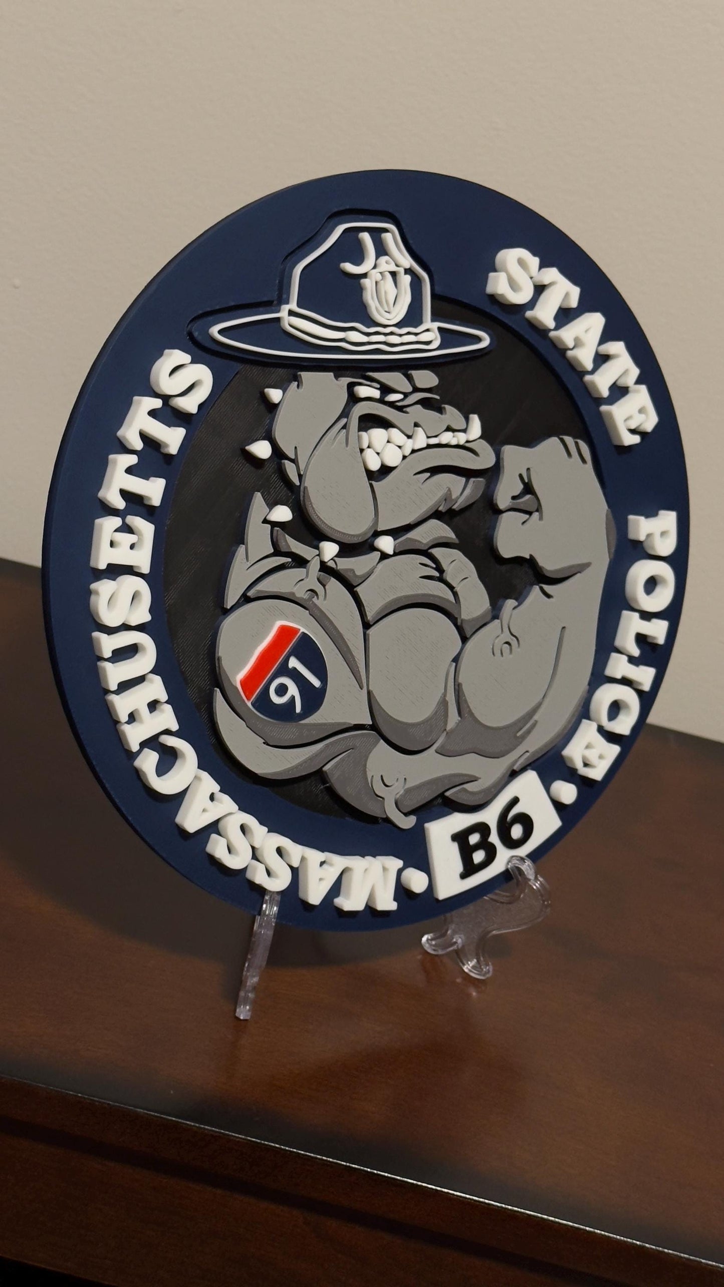 Massachusetts State Police Plaque: 3D Embossed First Responder Tribute