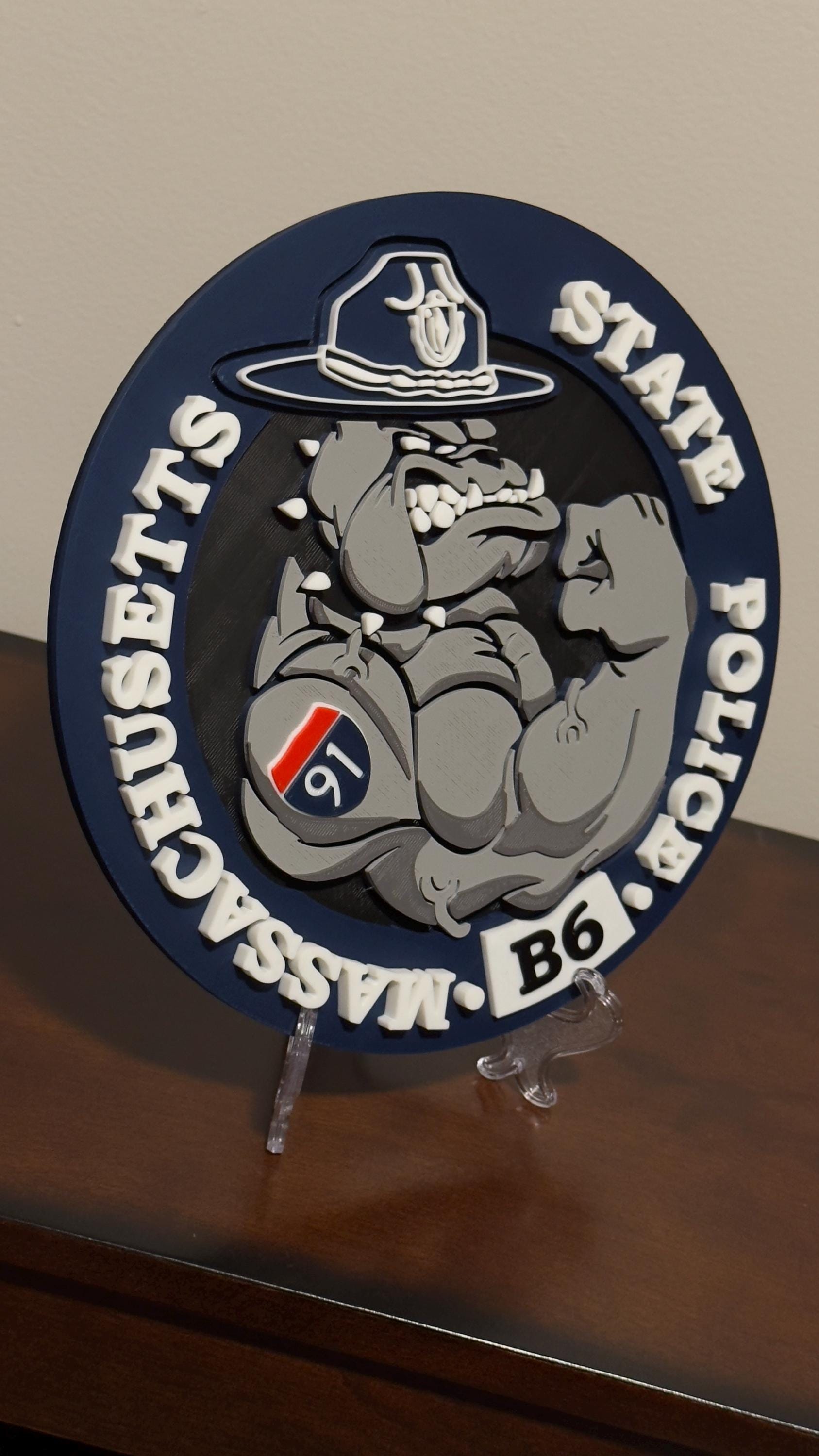 Massachusetts State Police Plaque: 3D Embossed First Responder Tribute