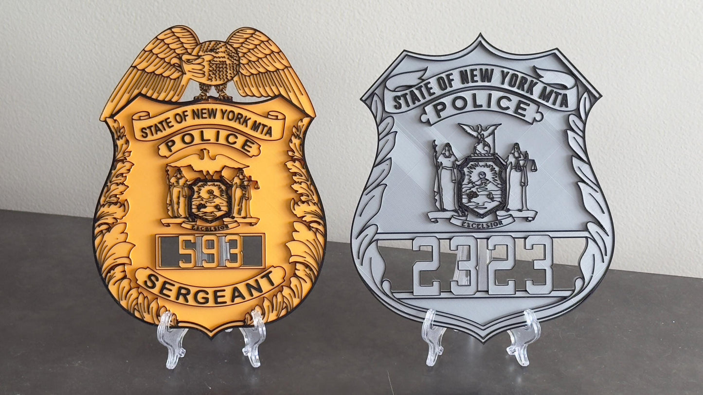 NYS MTA Police Officer Shield Plaque: First Responder Wall Art New York