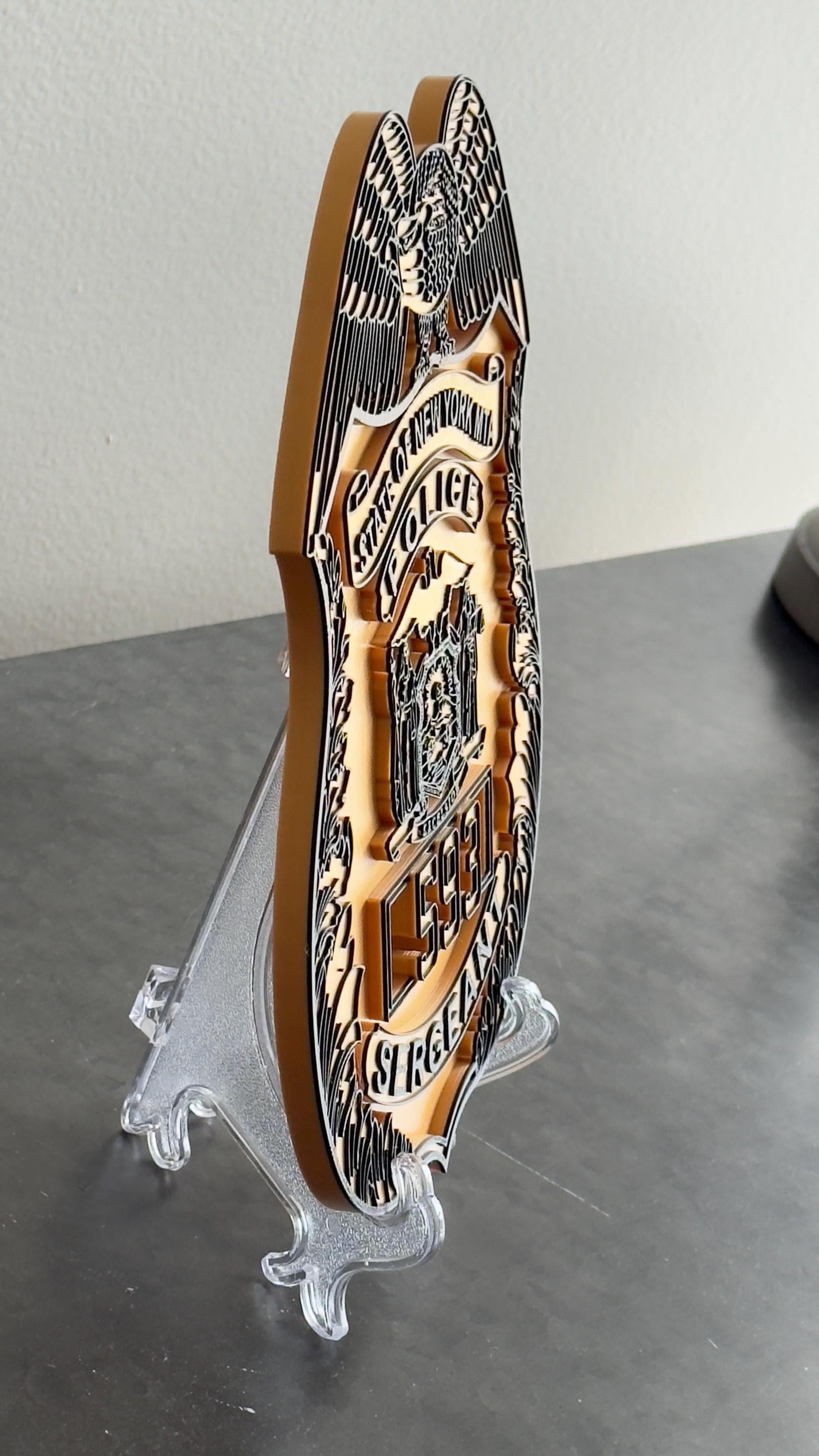 Embossed NYS MTA Sergeant Shield: 3D Display Plaque New York