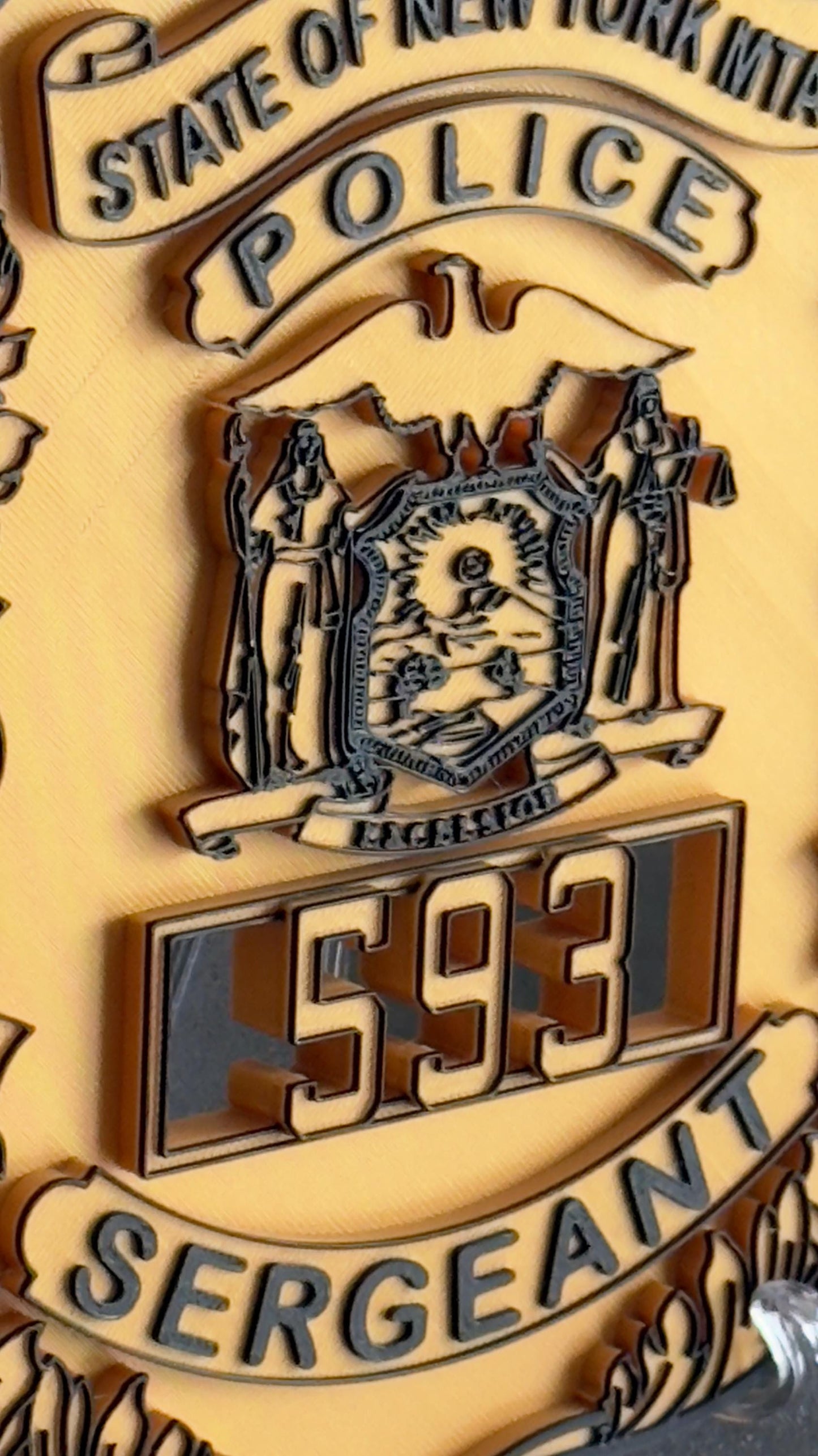 Embossed NYS MTA Sergeant Shield: 3D Display Plaque New York