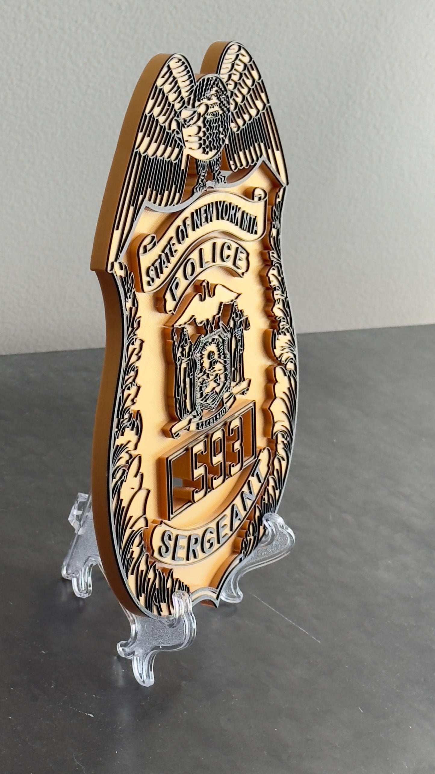 Embossed NYS MTA Sergeant Shield: 3D Display Plaque New York