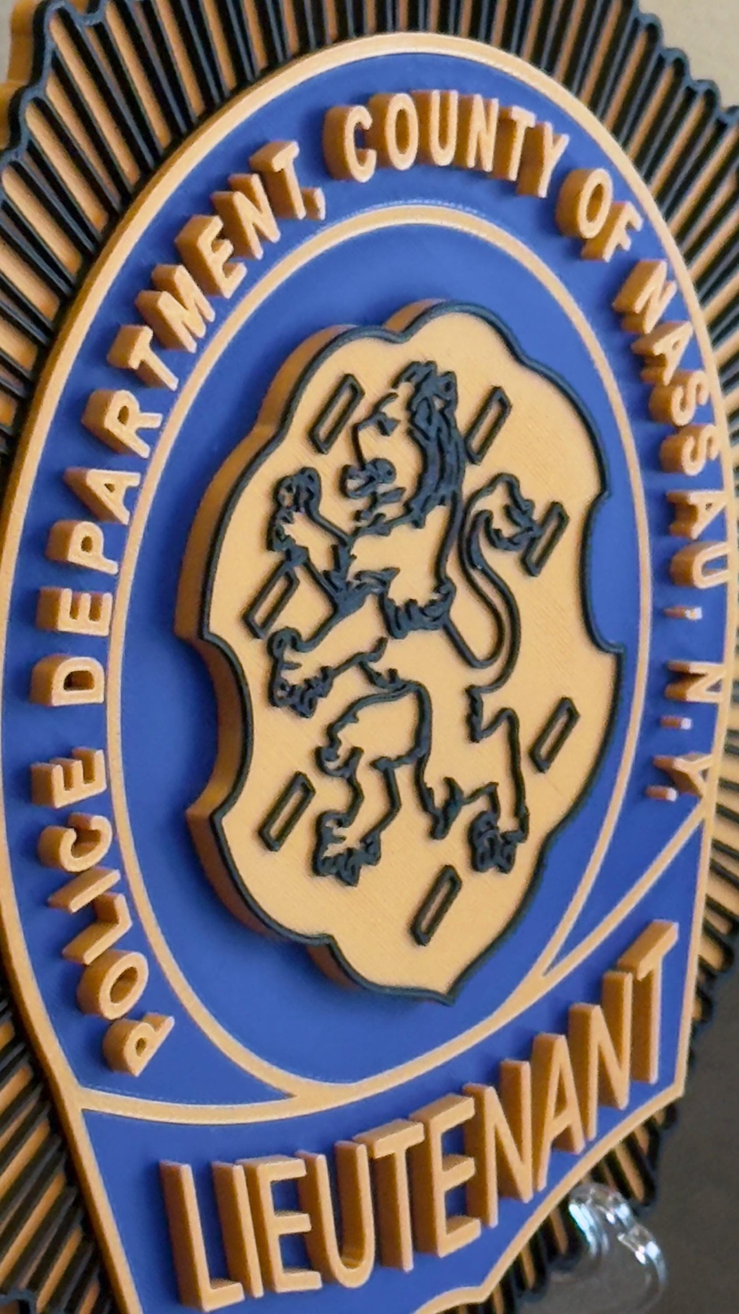 Nassau County Police Lieutenant Shield 3D Plaque New York
