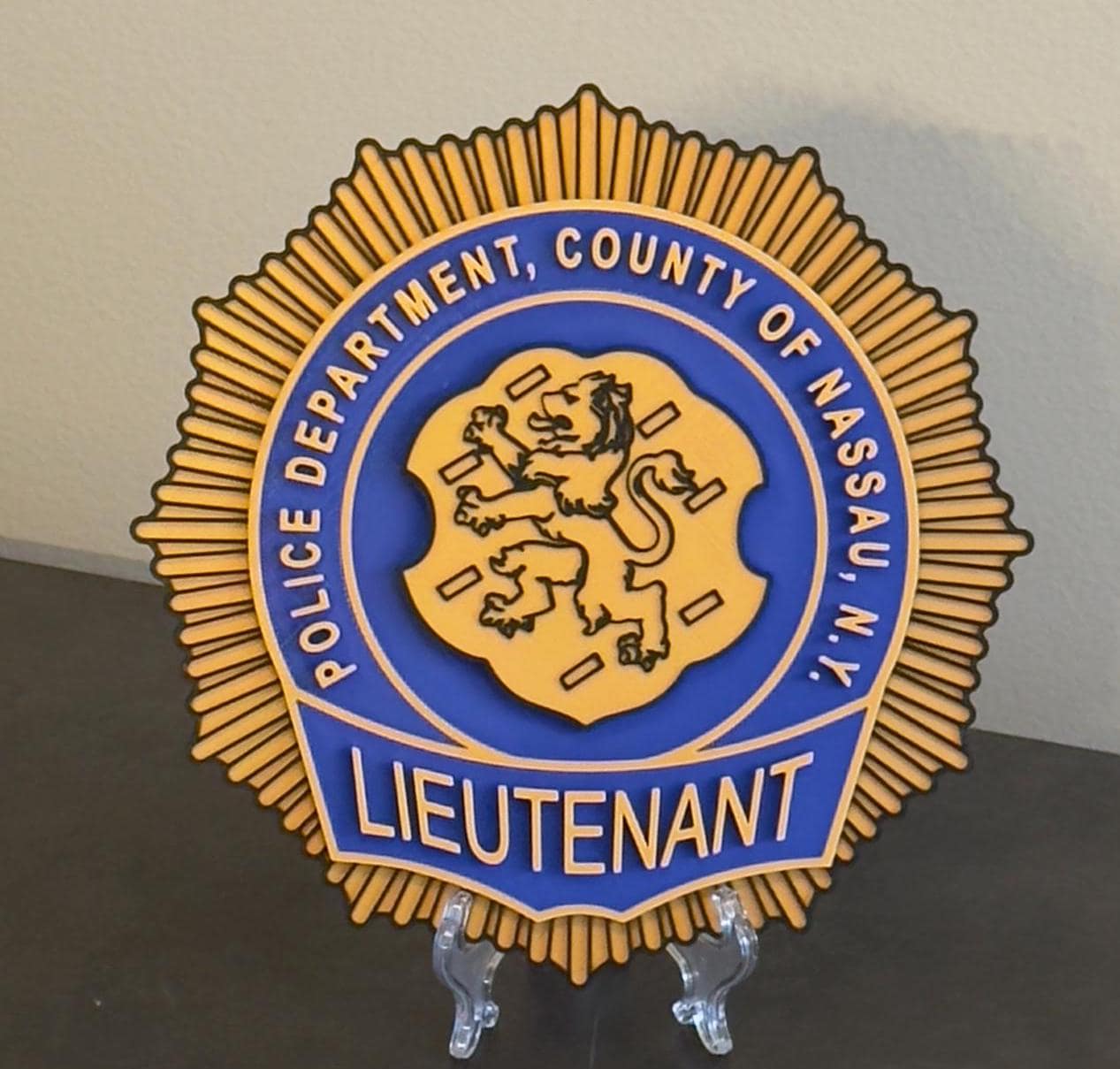Nassau County Police Lieutenant Shield 3D Plaque New York