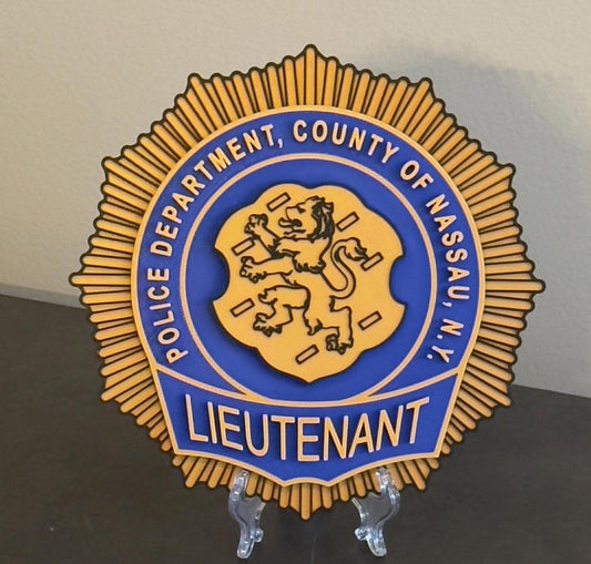 Nassau County Police Lieutenant Shield 3D Plaque New York