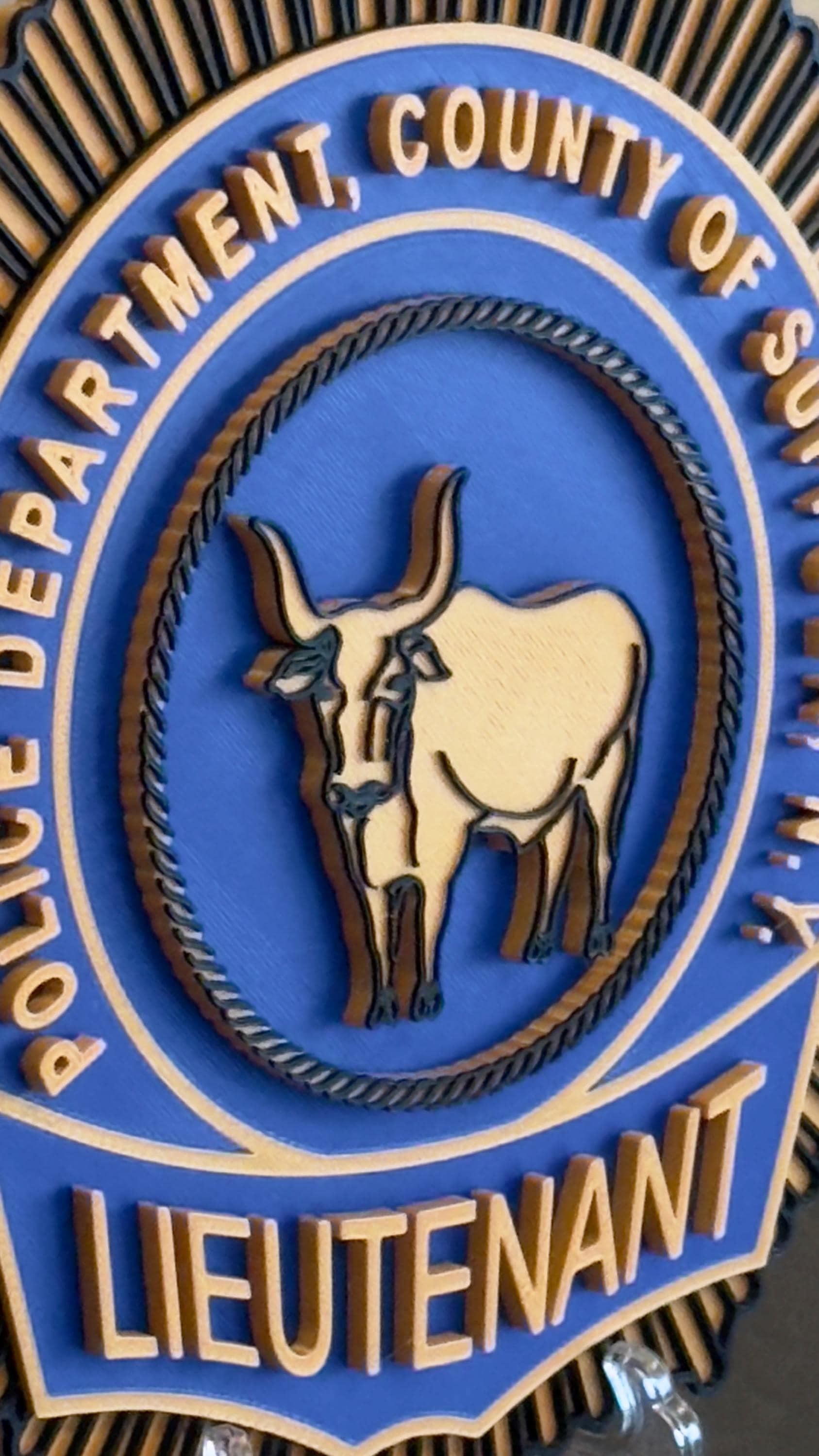 Suffolk County Police Lieutenant Shield: 3D Embossed Display Plaque New York