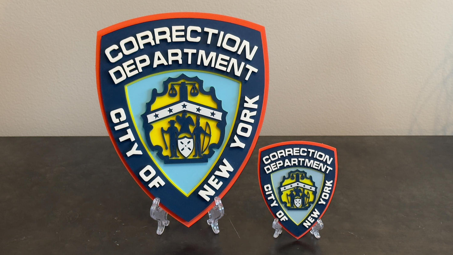 NYC Department of Corrections Plaque, 3D Embossed Tribute (Wall or Desk) New York