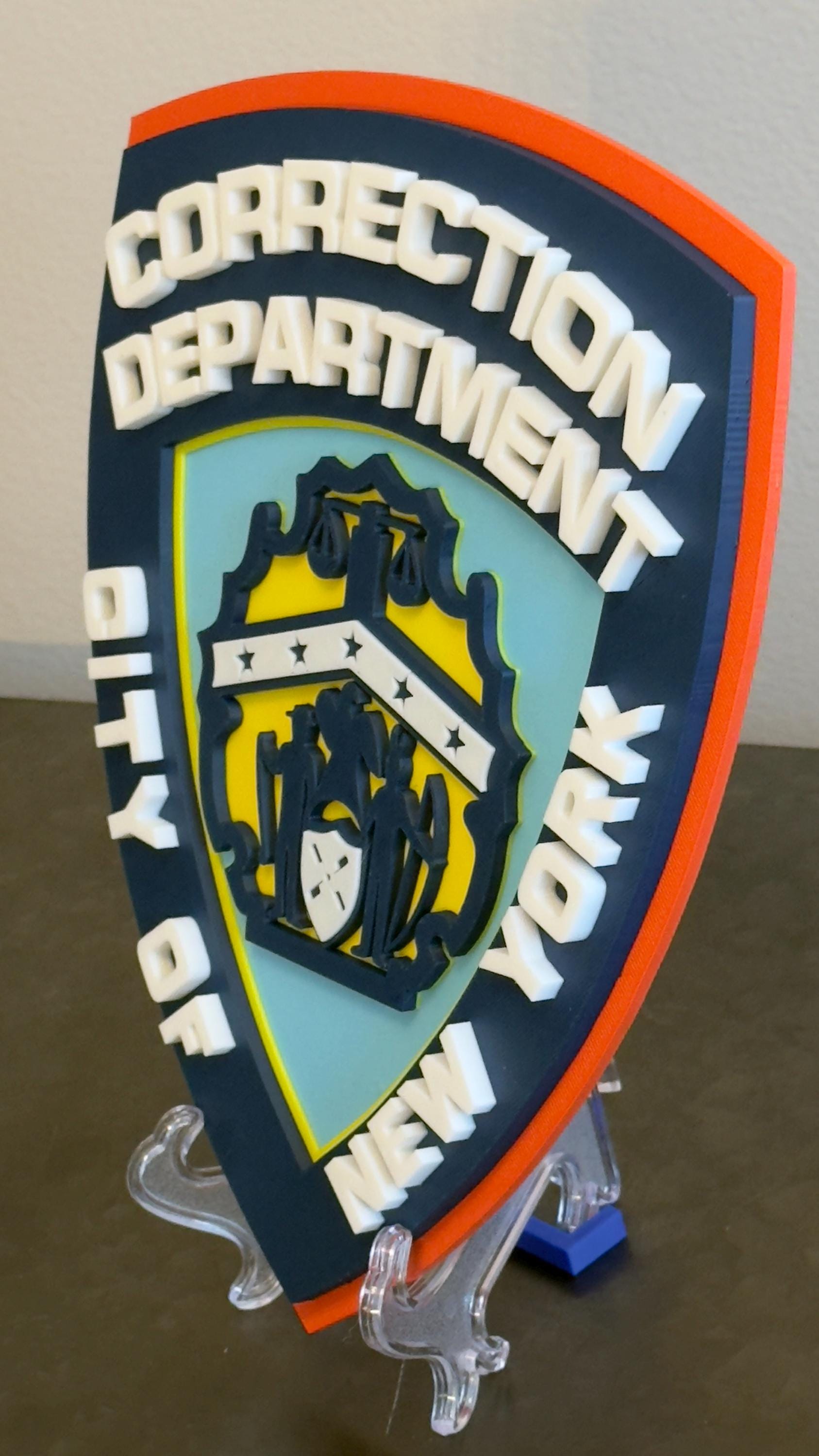 NYC Department of Corrections Plaque, 3D Embossed Tribute (Wall or Desk) New York