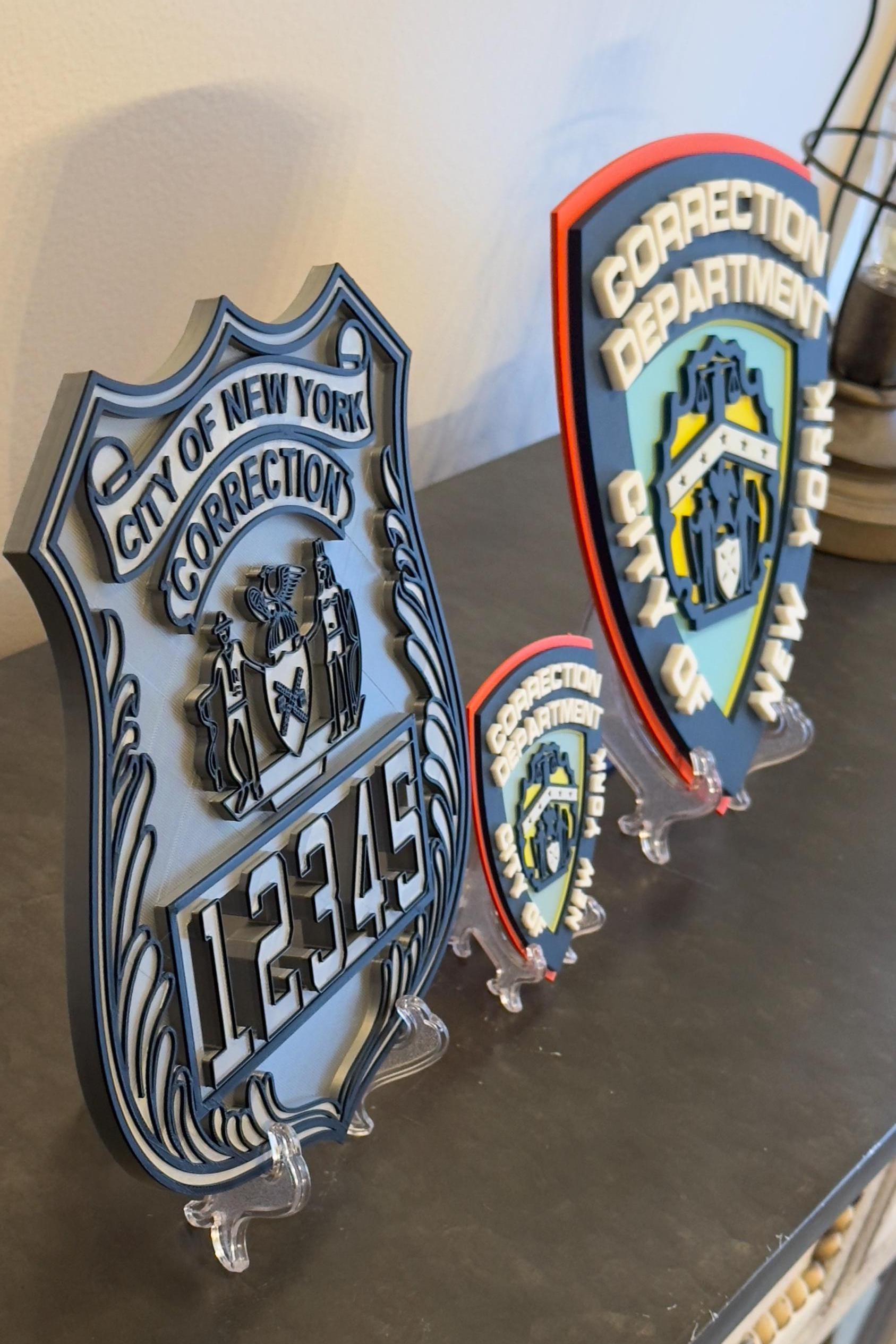 Corrections Officer Shield Plaque: NYC 3D Replica (9 Inch Display) New York