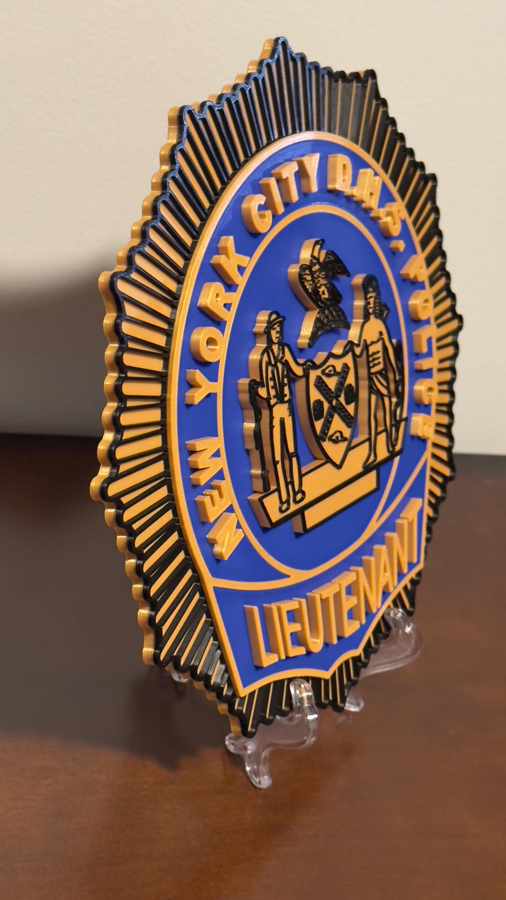 NYC DHS Lieutenant Shield Plaque: 3D Embossed Display, 9 Inch New York