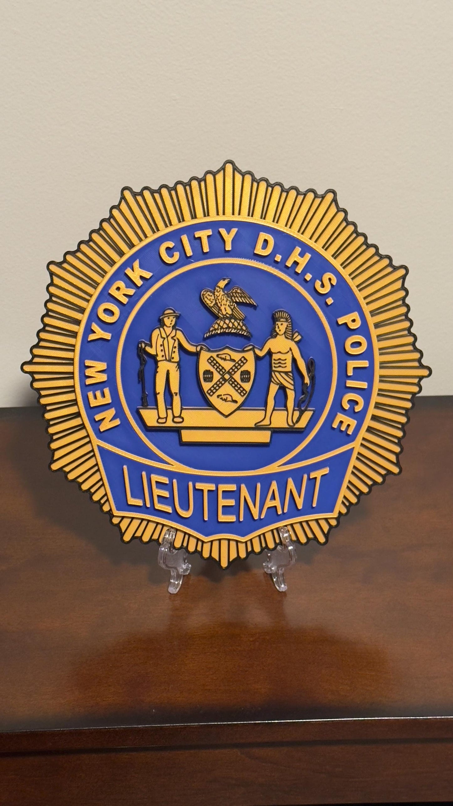 NYC DHS Lieutenant Shield Plaque: 3D Embossed Display, 9 Inch New York