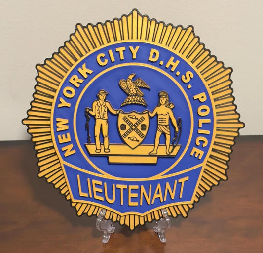 NYC DHS Lieutenant Shield Plaque: 3D Embossed Display, 9 Inch New York