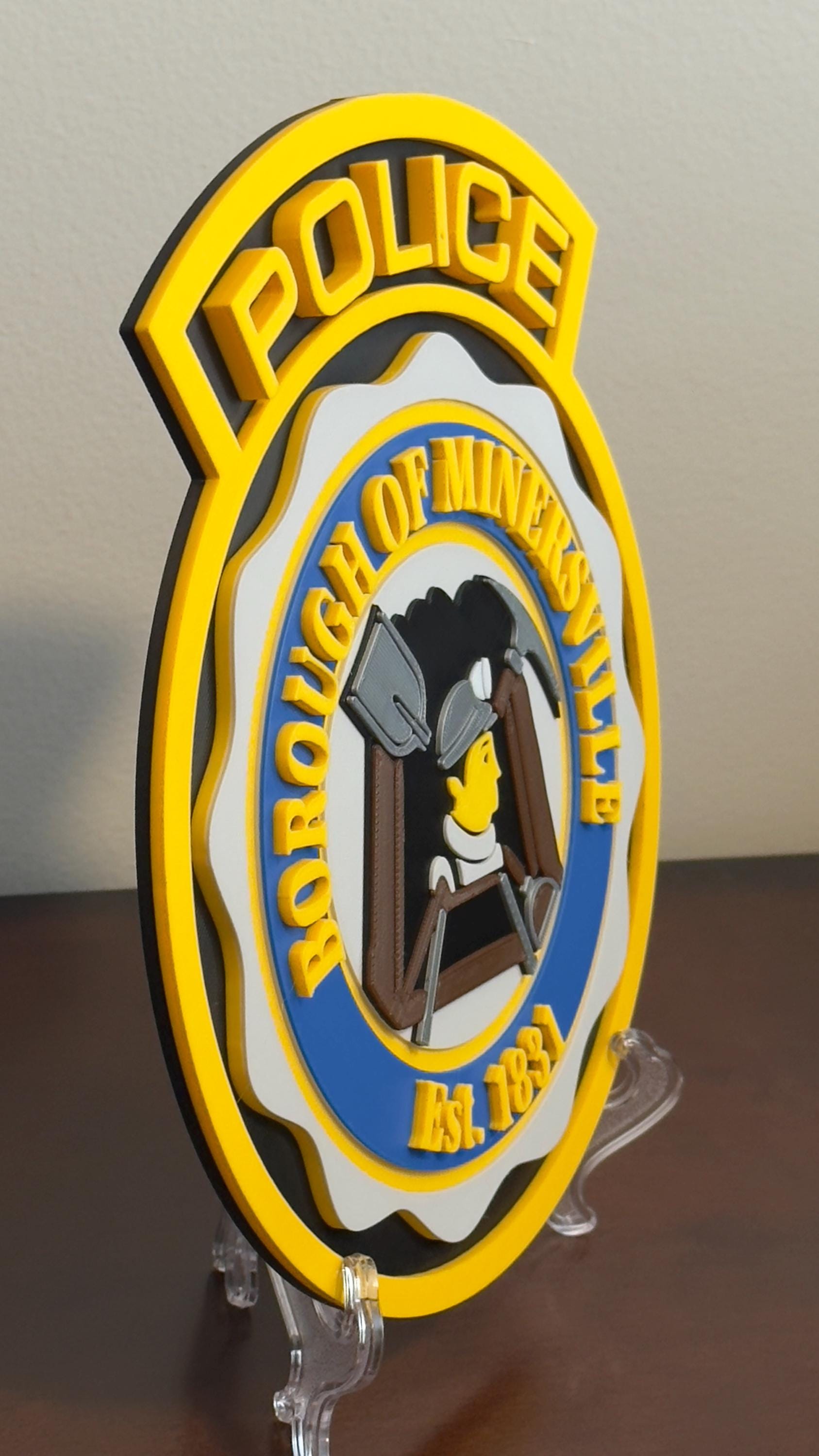 Minersville Police Department 3D Embossed Display Plaque: First Responder Wall Art Pennsylvania
