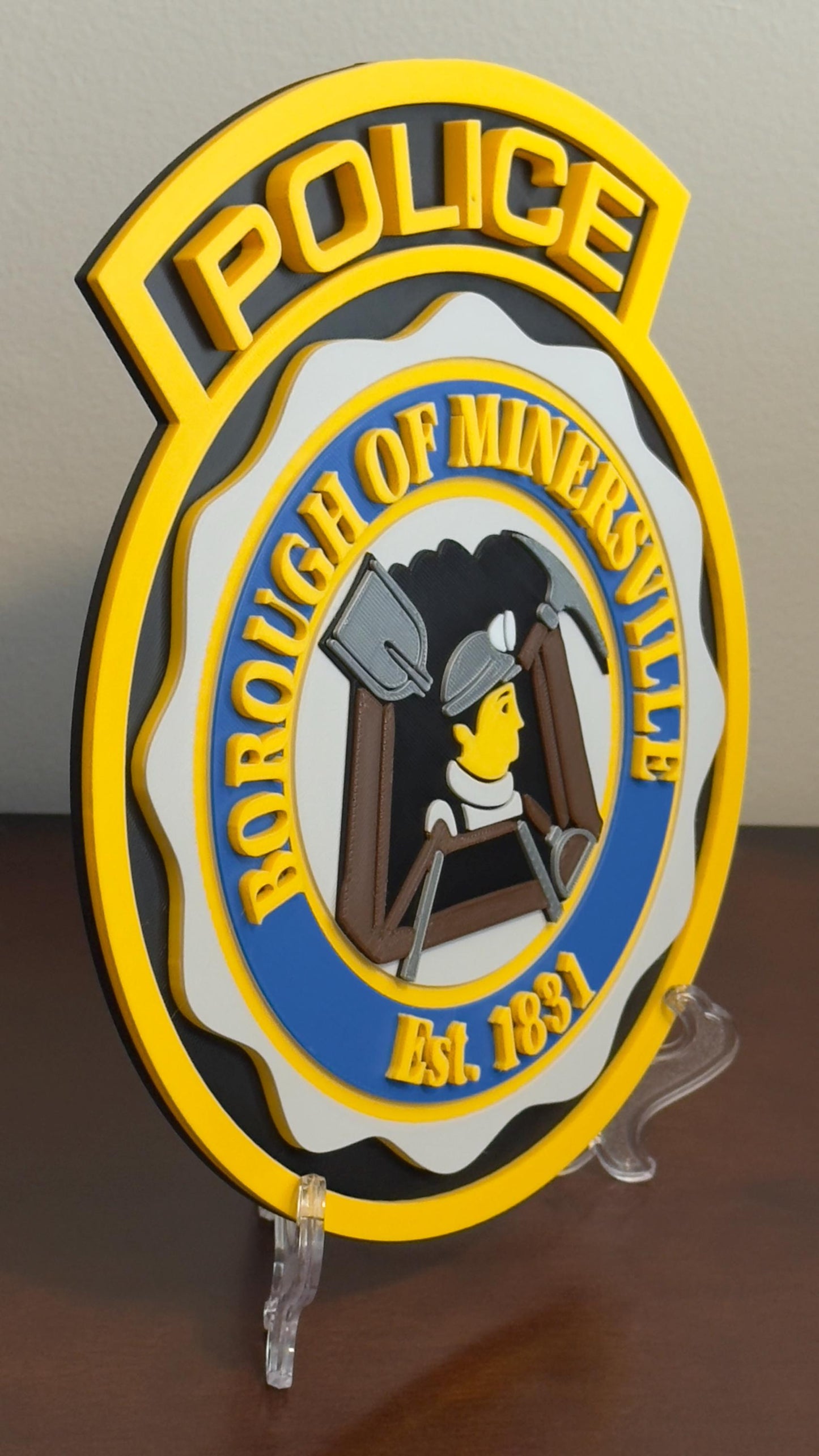 Minersville Police Department 3D Embossed Display Plaque: First Responder Wall Art Pennsylvania