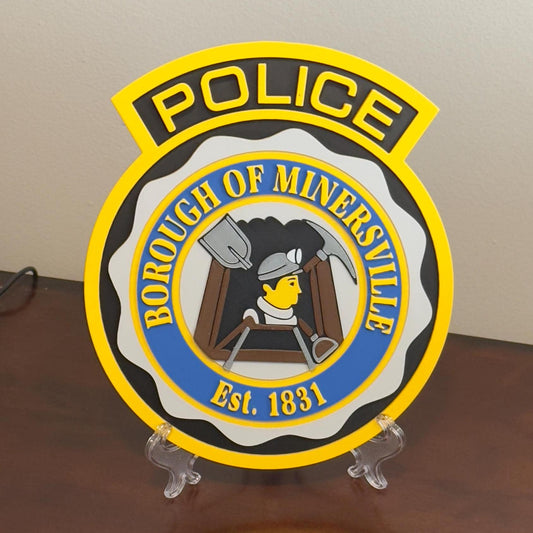 Minersville Police Department 3D Embossed Display Plaque: First Responder Wall Art Pennsylvania