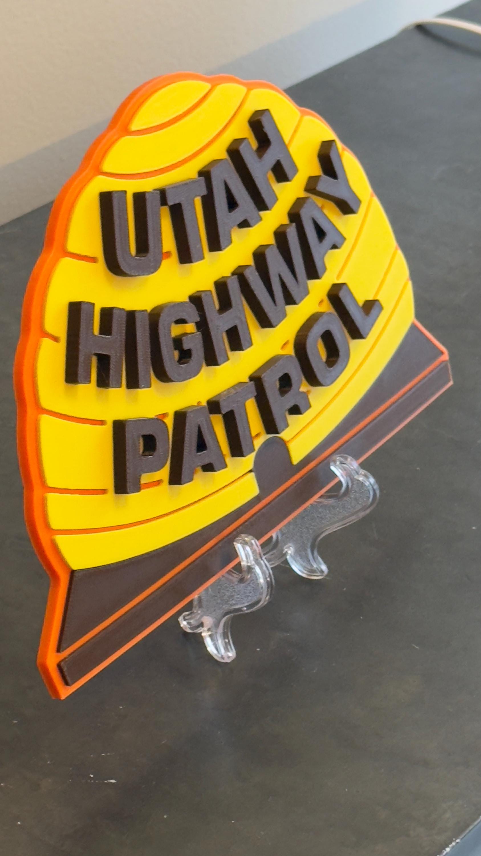 Utah Highway Patrol Bee Hive Plaque: 3D Embossed First Responder Wall Art
