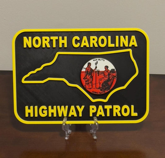 NC Highway Patrol Plaque: Bold 3D Embossed Design - Indoor Wall Decor North Carolina