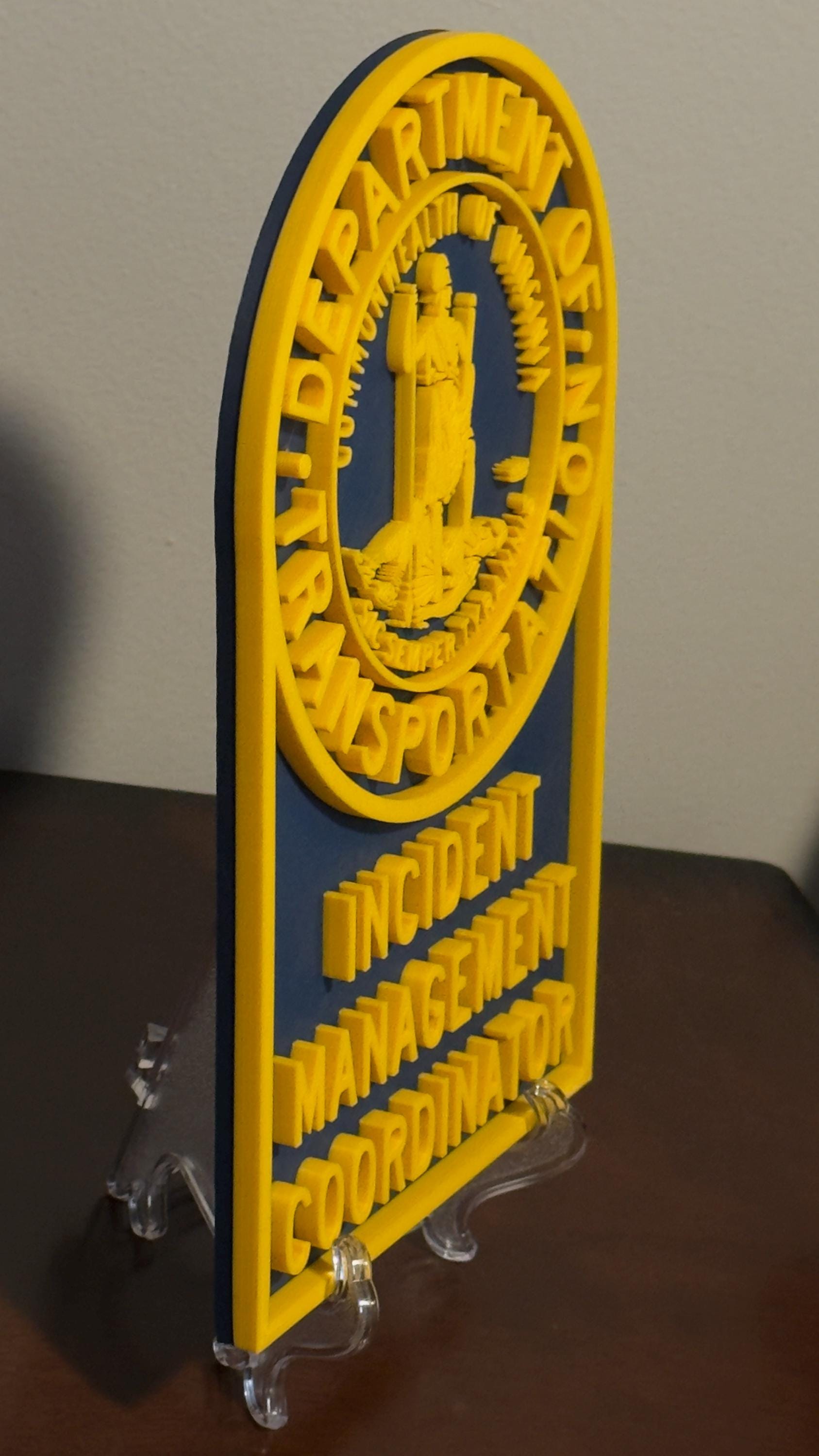 Virginia DOT Incident Coordinator Plaque: 3D Embossed Display