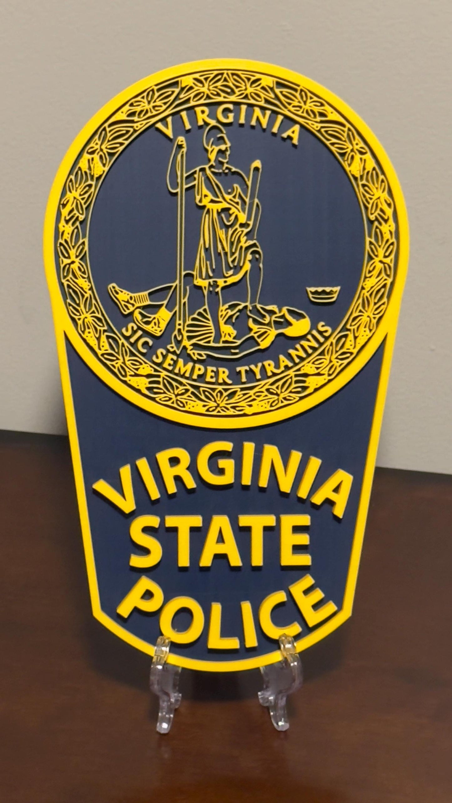 Virginia State Police Plaque - Textured 3D Emblem Wall Art
