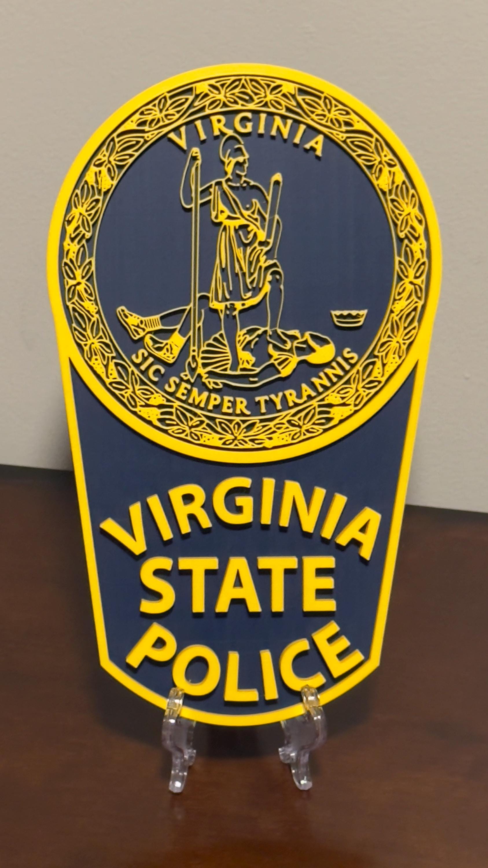 Virginia State Police Plaque - Textured 3D Emblem Wall Art