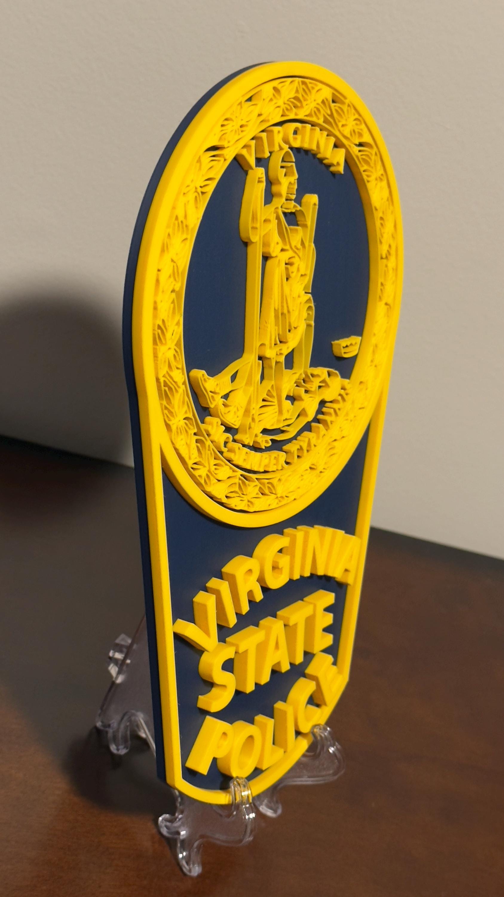 Virginia State Police Plaque - Textured 3D Emblem Wall Art