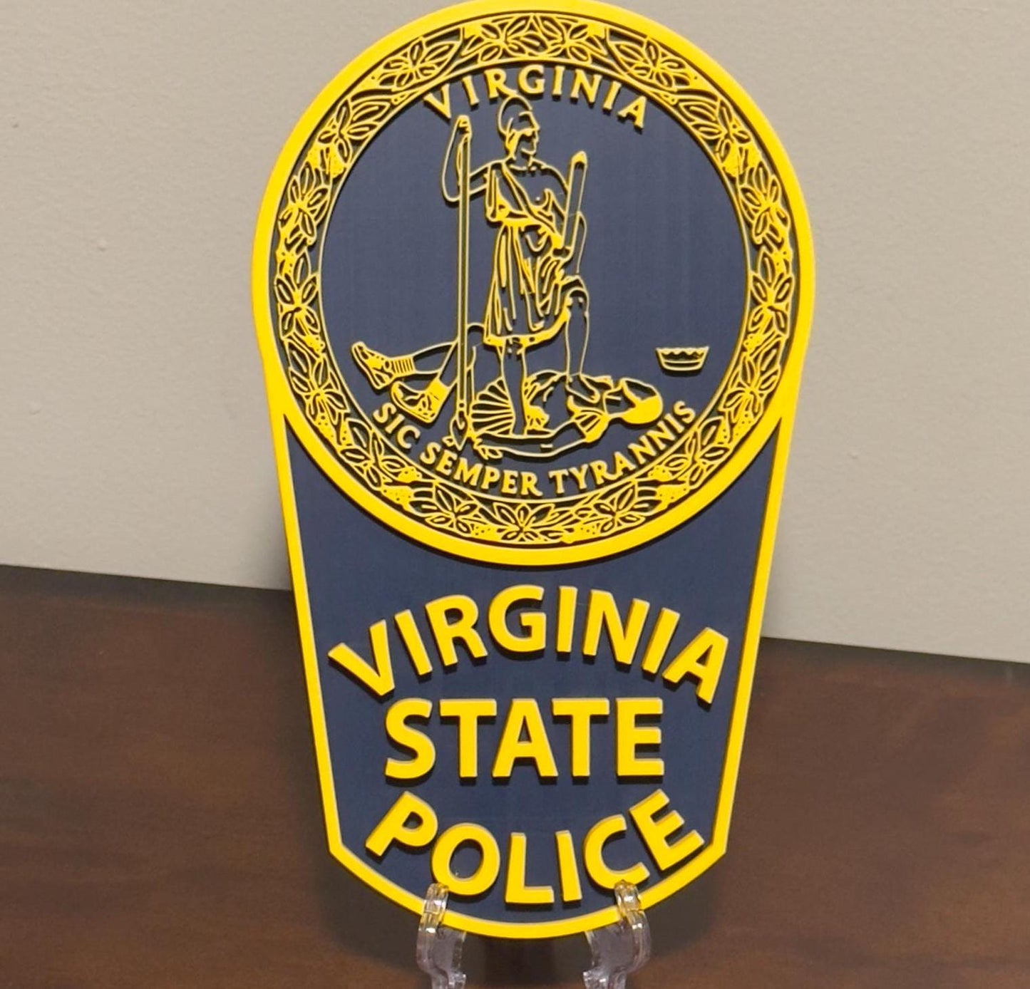 Virginia State Police Plaque - Textured 3D Emblem Wall Art