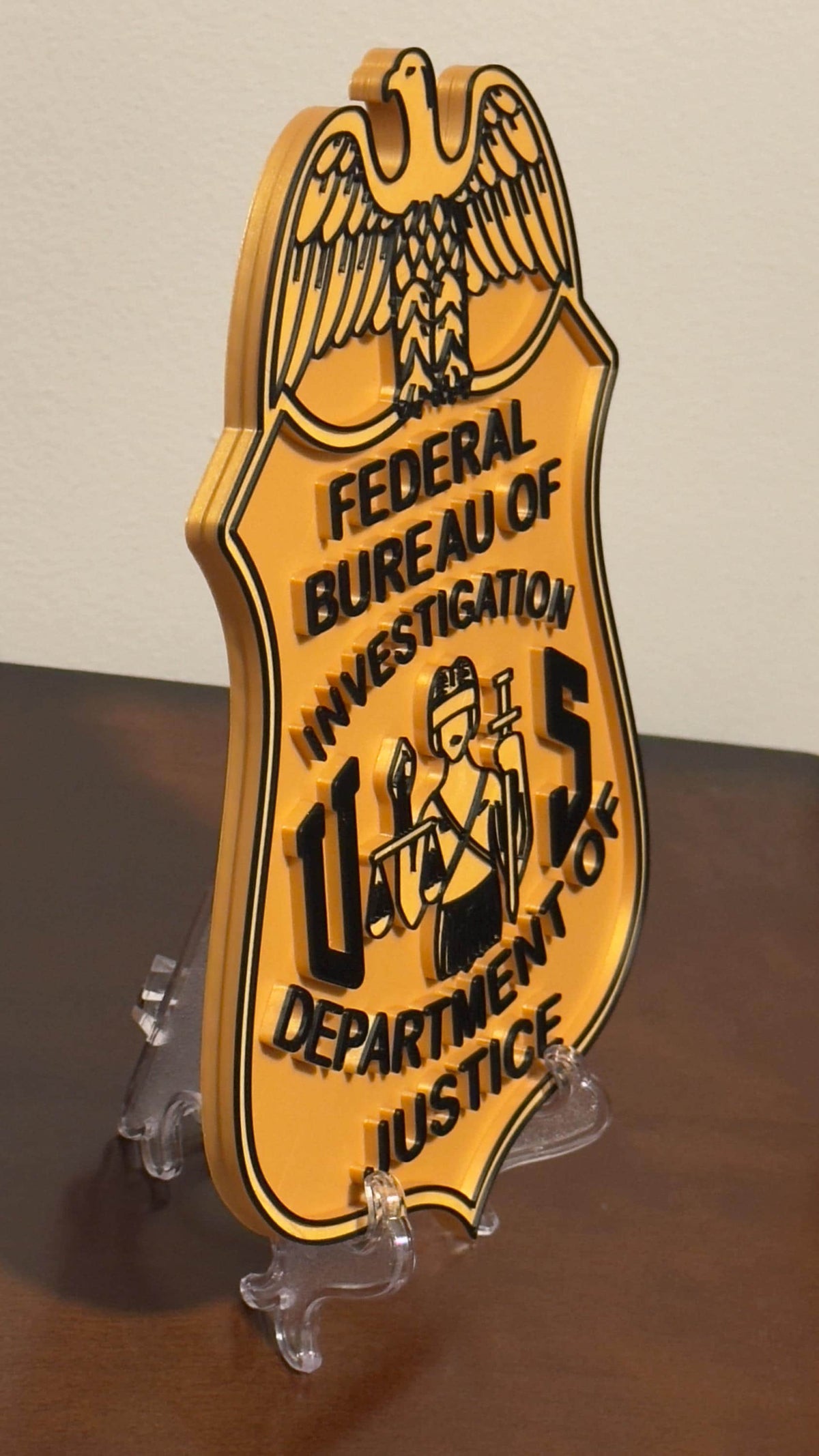 FBI Badge Display: 3D Embossed Police Plaque - Indoor Government