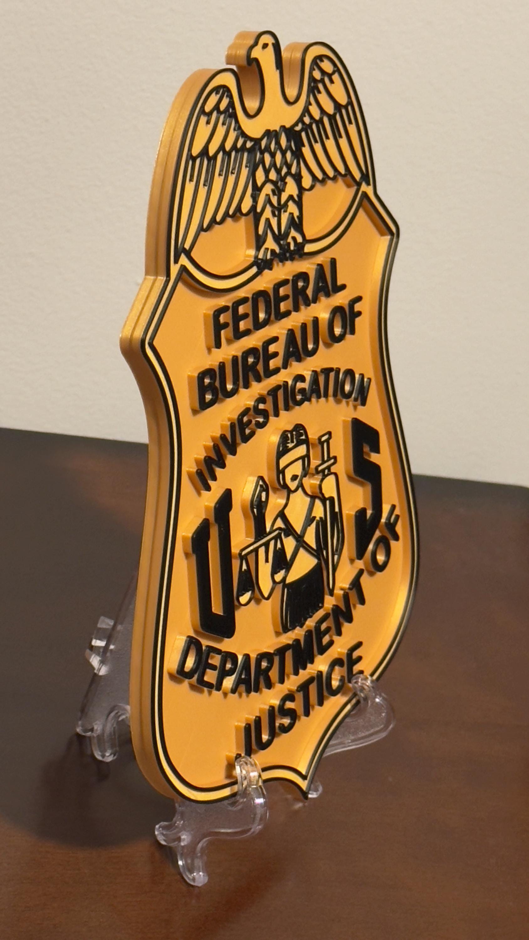 FBI Badge Display: 3D Embossed Police Plaque - Indoor Wall Decor Government