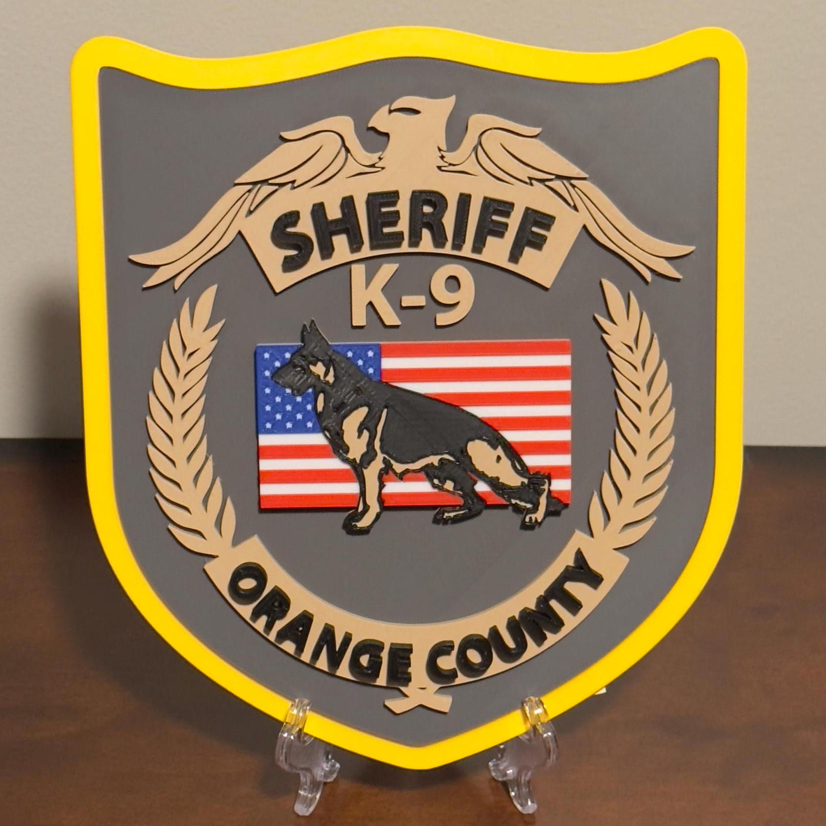 Orange County Sheriff K9 Plaque: 3D Embossed First Responder Wall Art Florida