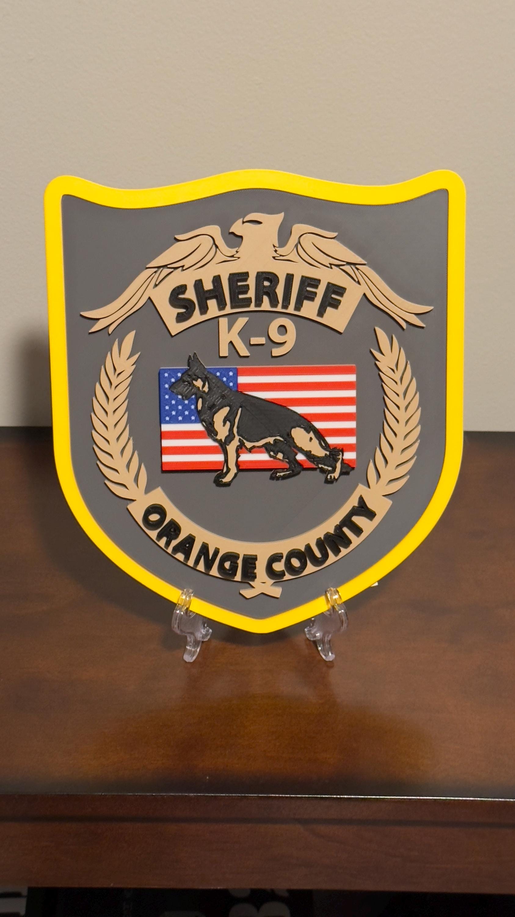 Orange County Sheriff K9 Plaque: 3D Embossed First Responder Wall Art Florida