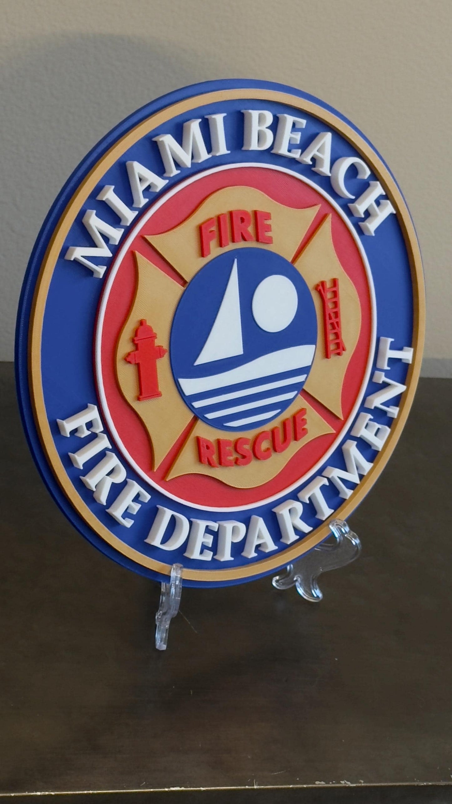 Miami Beach Fire Department 3D Plaque: First Responder Wall Art Florida